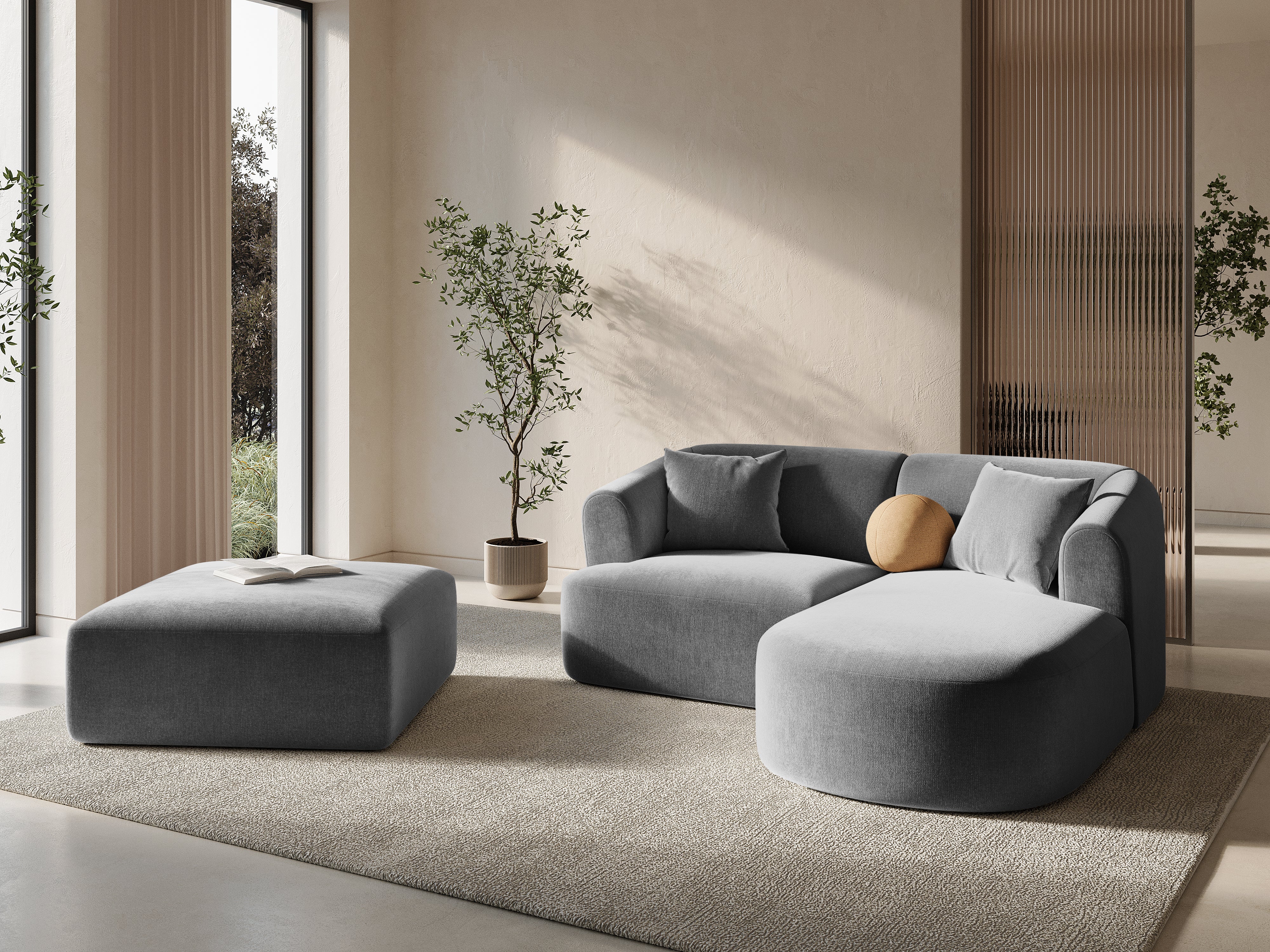 Gray Velvet Pouf CAMPI