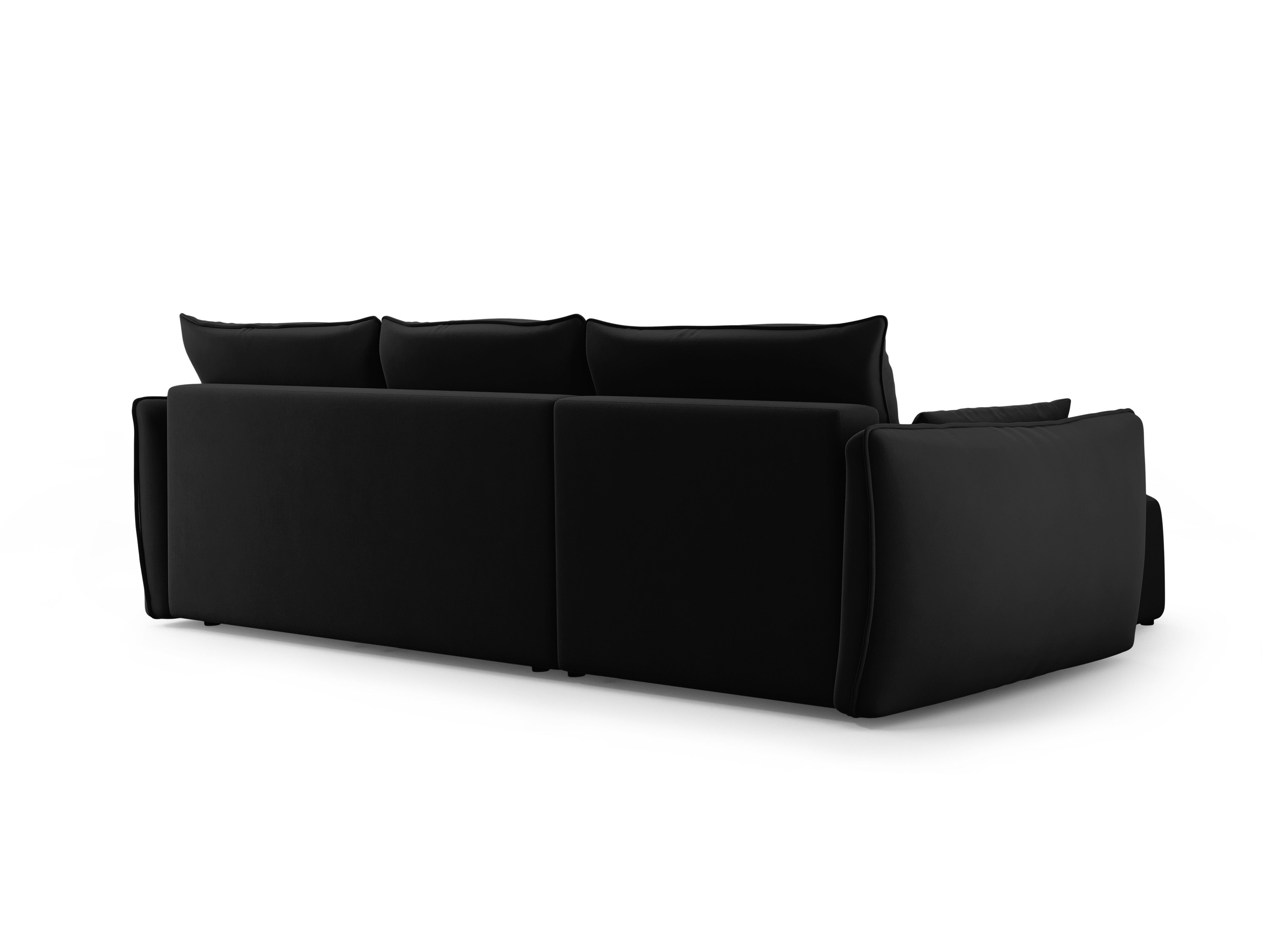 Right-facing velvet corner sofa with sleeping function MATERA black