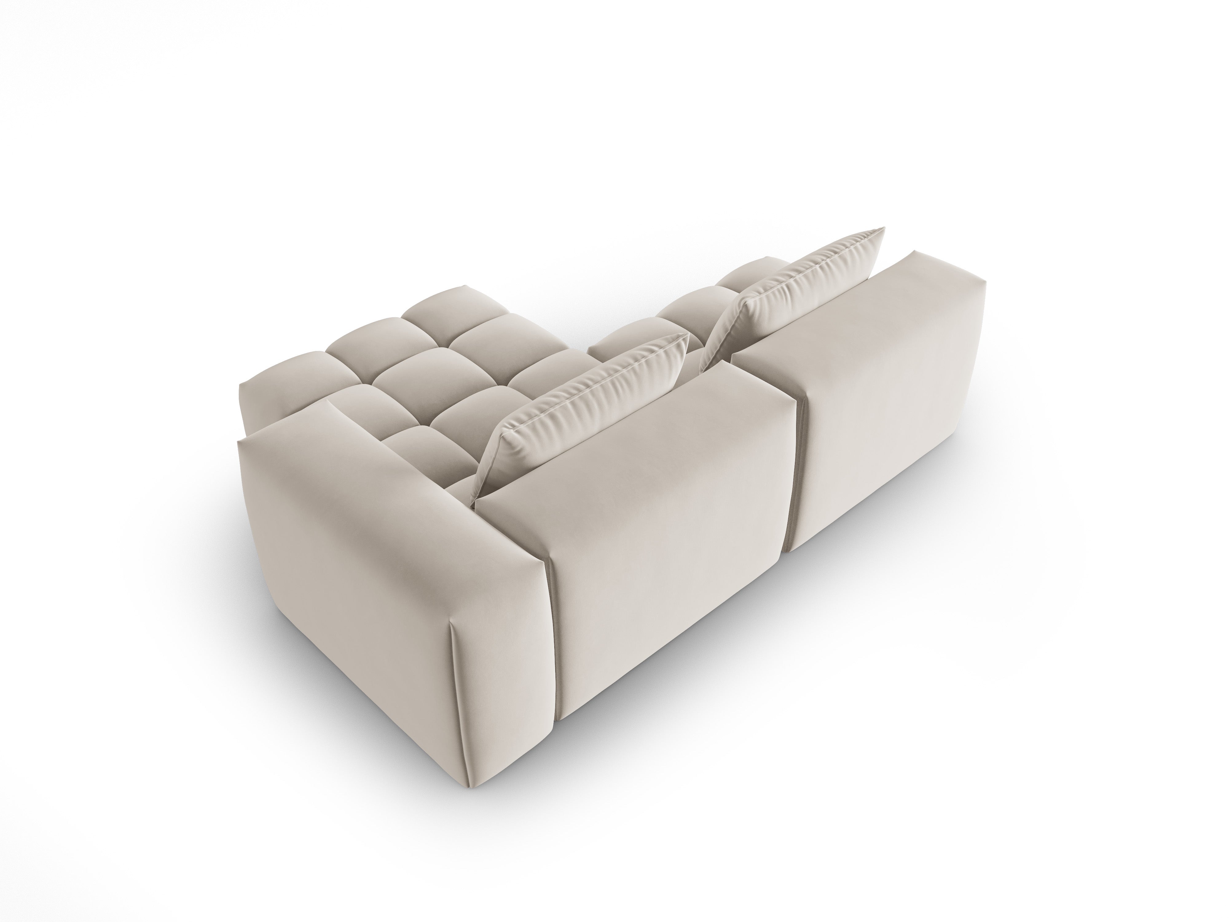 Velvet Corner Sofa for 3 People Right-Hand Open VERONA Ecru