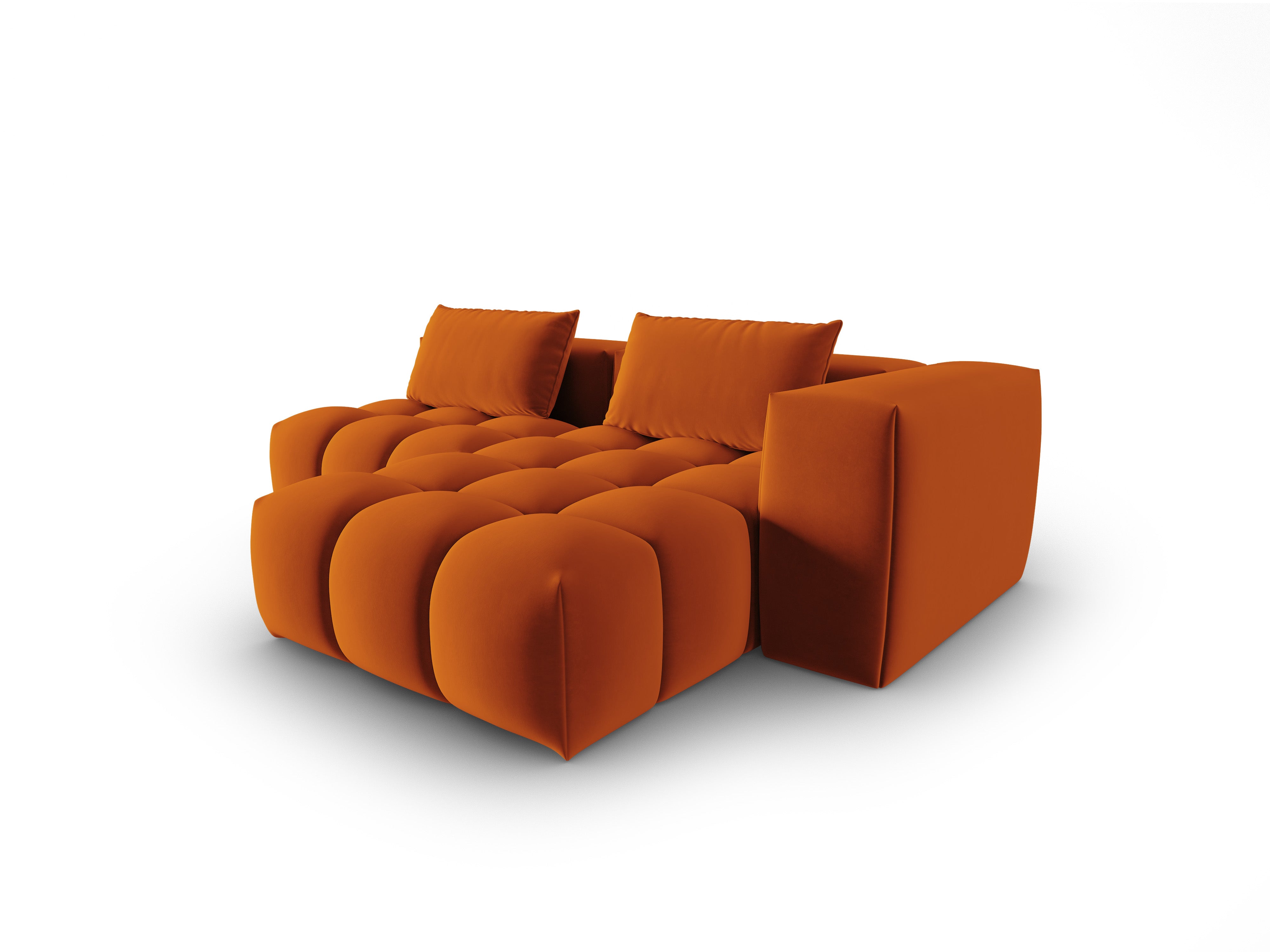 Velvet Corner Sofa for 3 People Right-Hand Open VERONA Brick Red