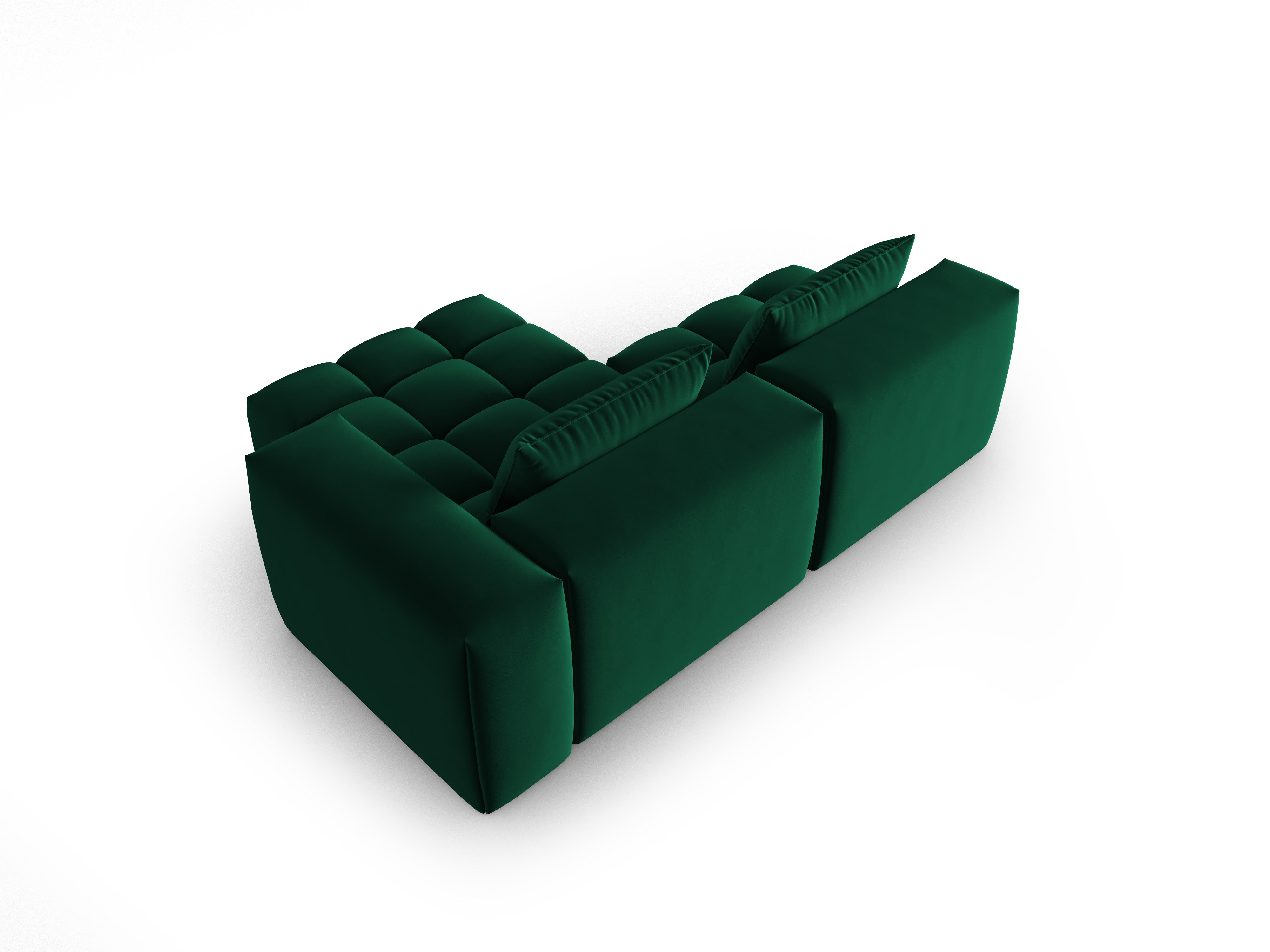 Velvet Corner Sofa for 3 People, Right-Hand Open VERONA in Bottle Green