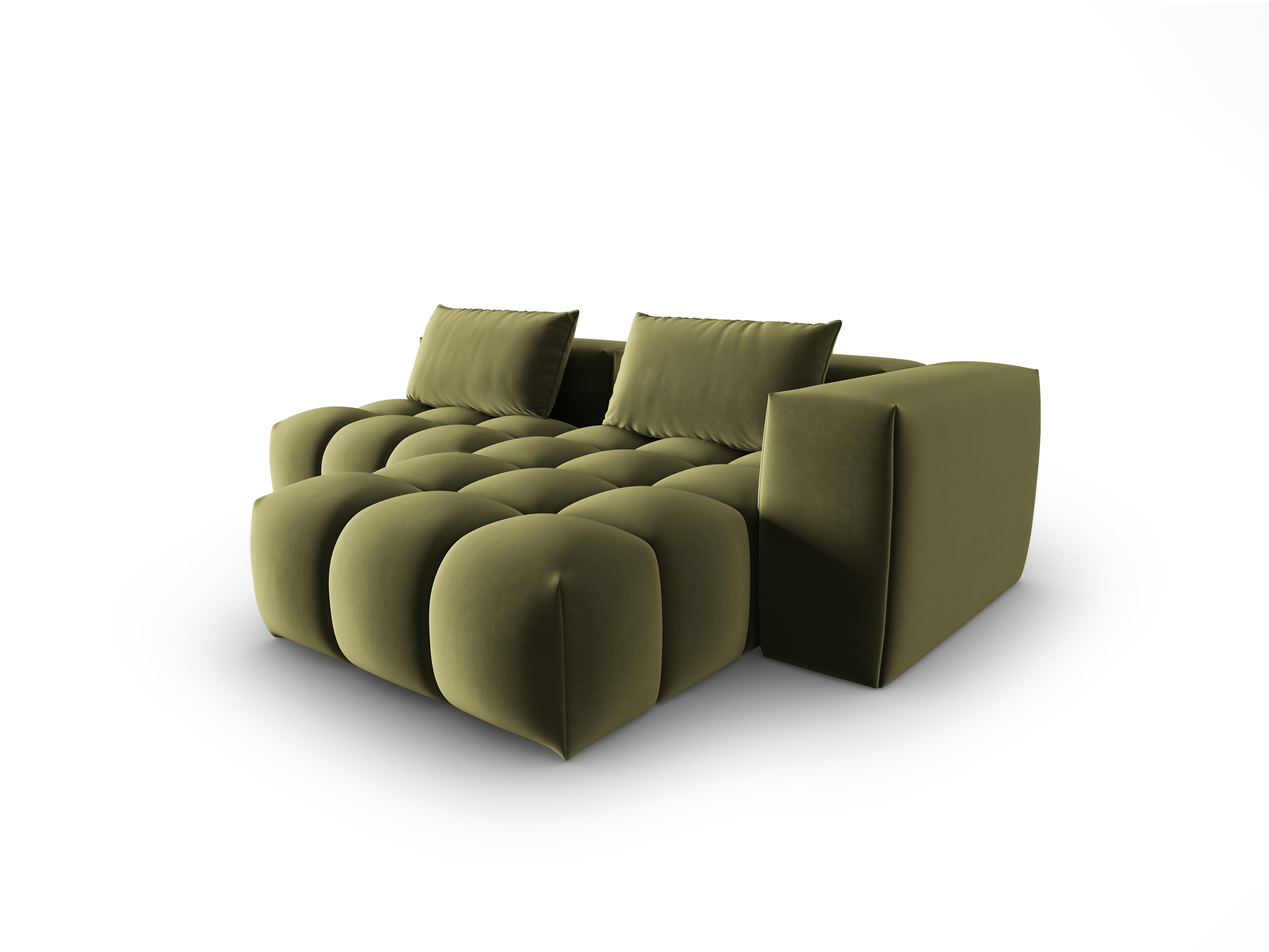 Velvet Corner Sofa for 3 People Right-Hand Open VERONA Light Green