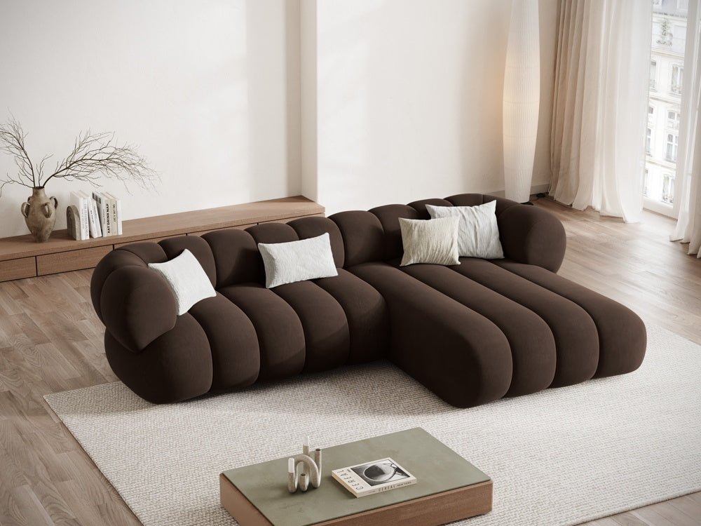 Chocolate right-facing velvet corner sofa for 5 people KOGE