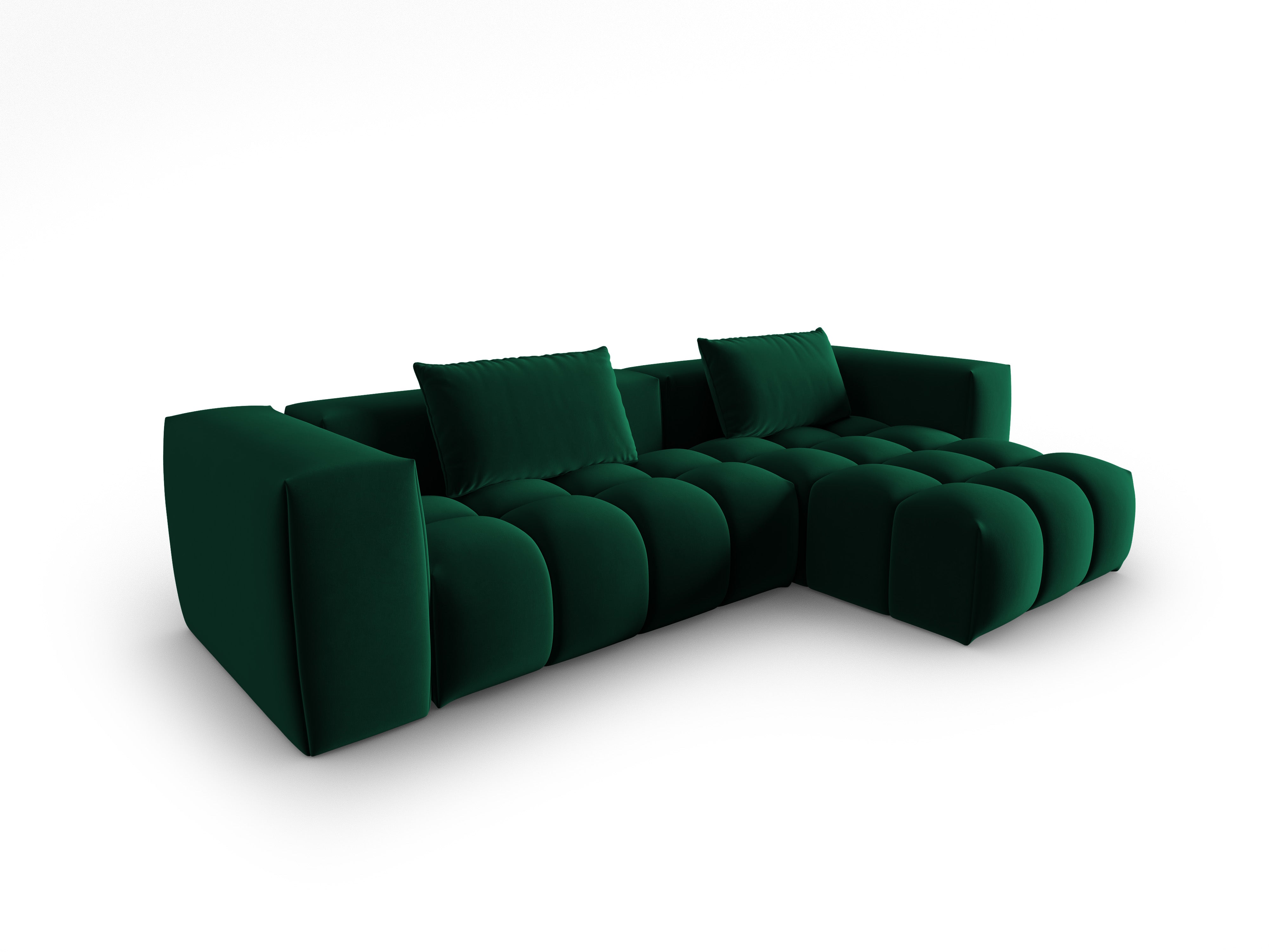 Velvet Corner Sofa for 3 People Right Side VERONA Bottle Green