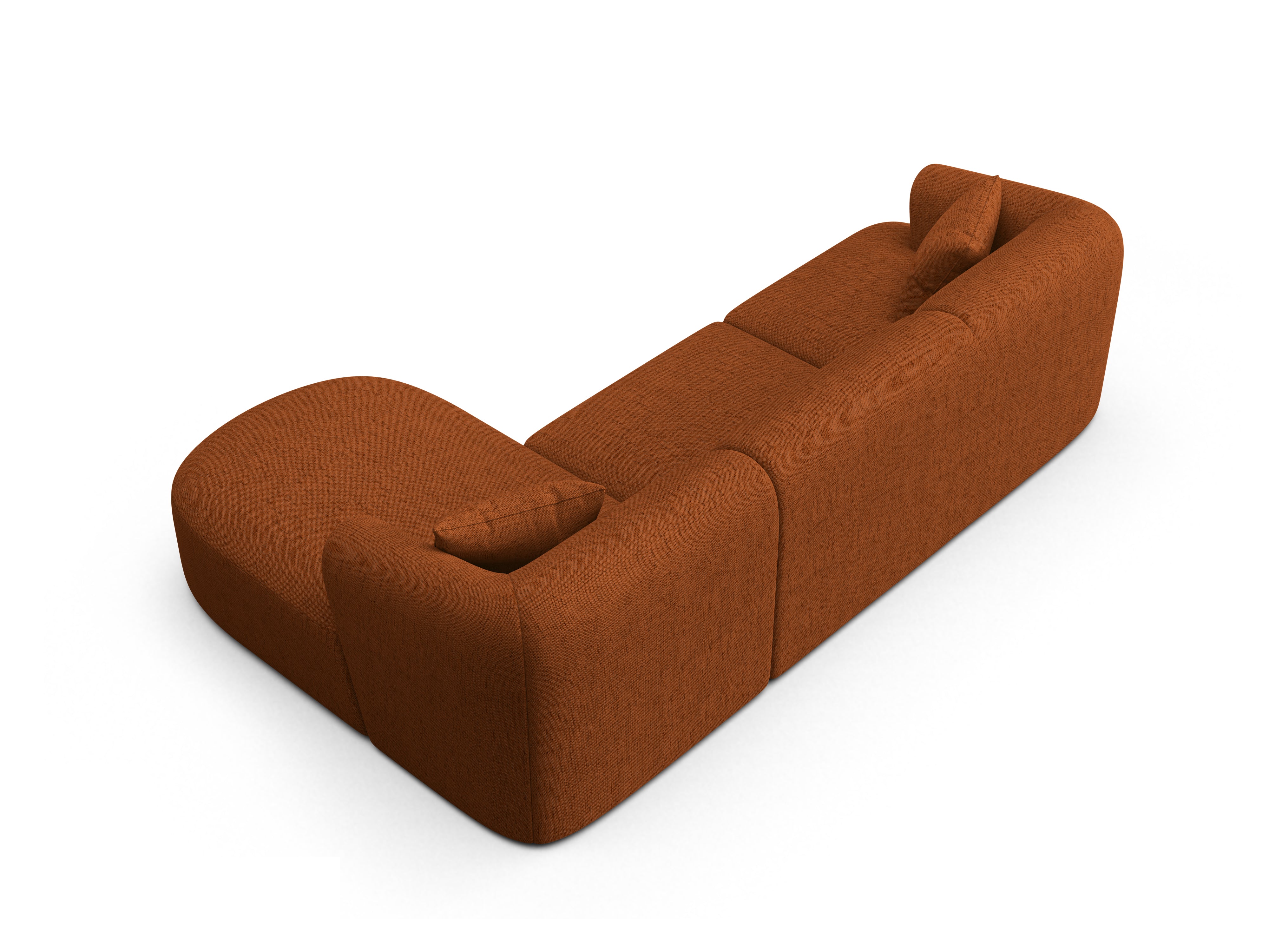 Right-facing 4-seater sofa CAMPI brick chenille