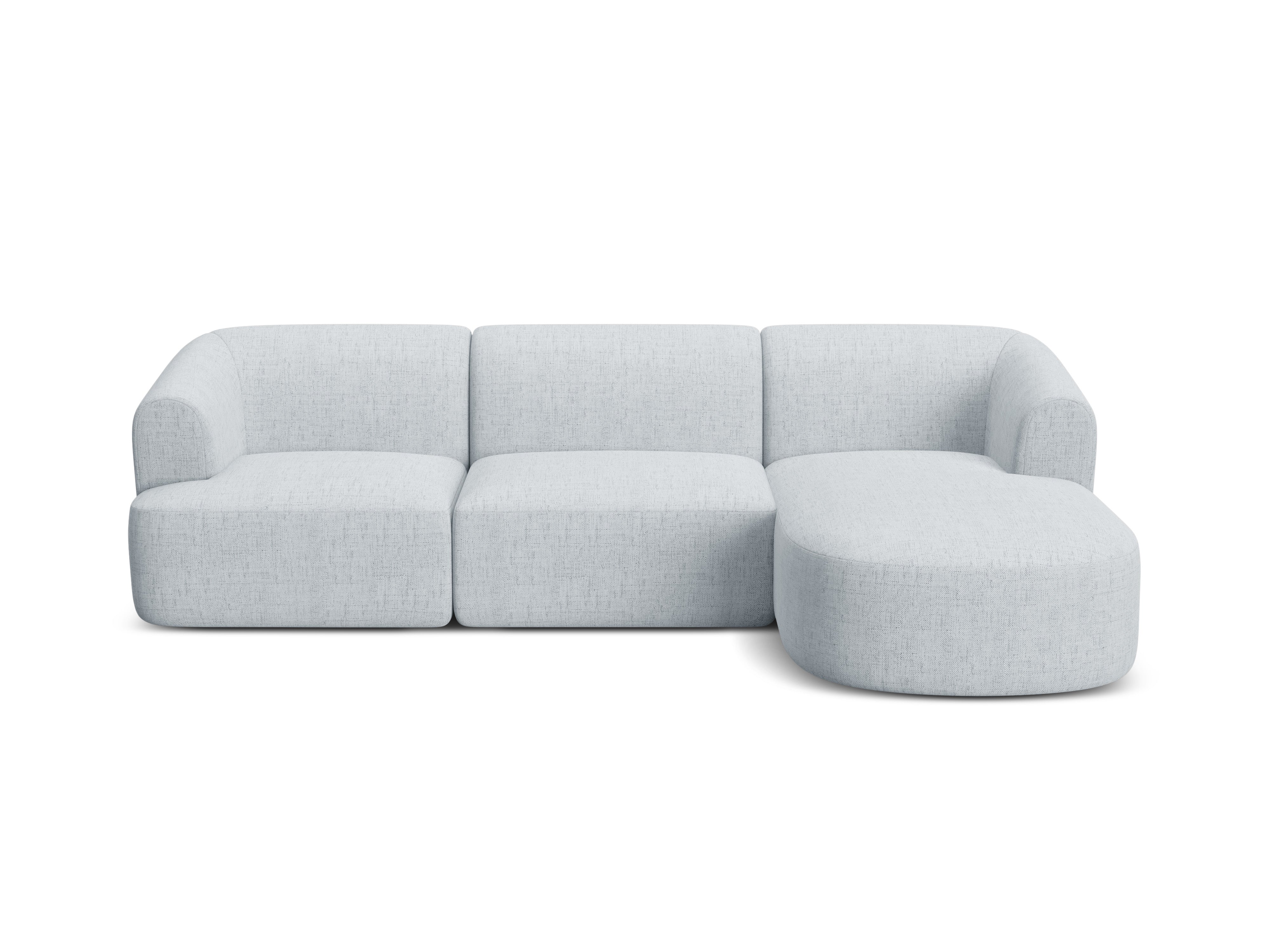 Right-facing 4-seater CAMPI light gray chenille corner sofa