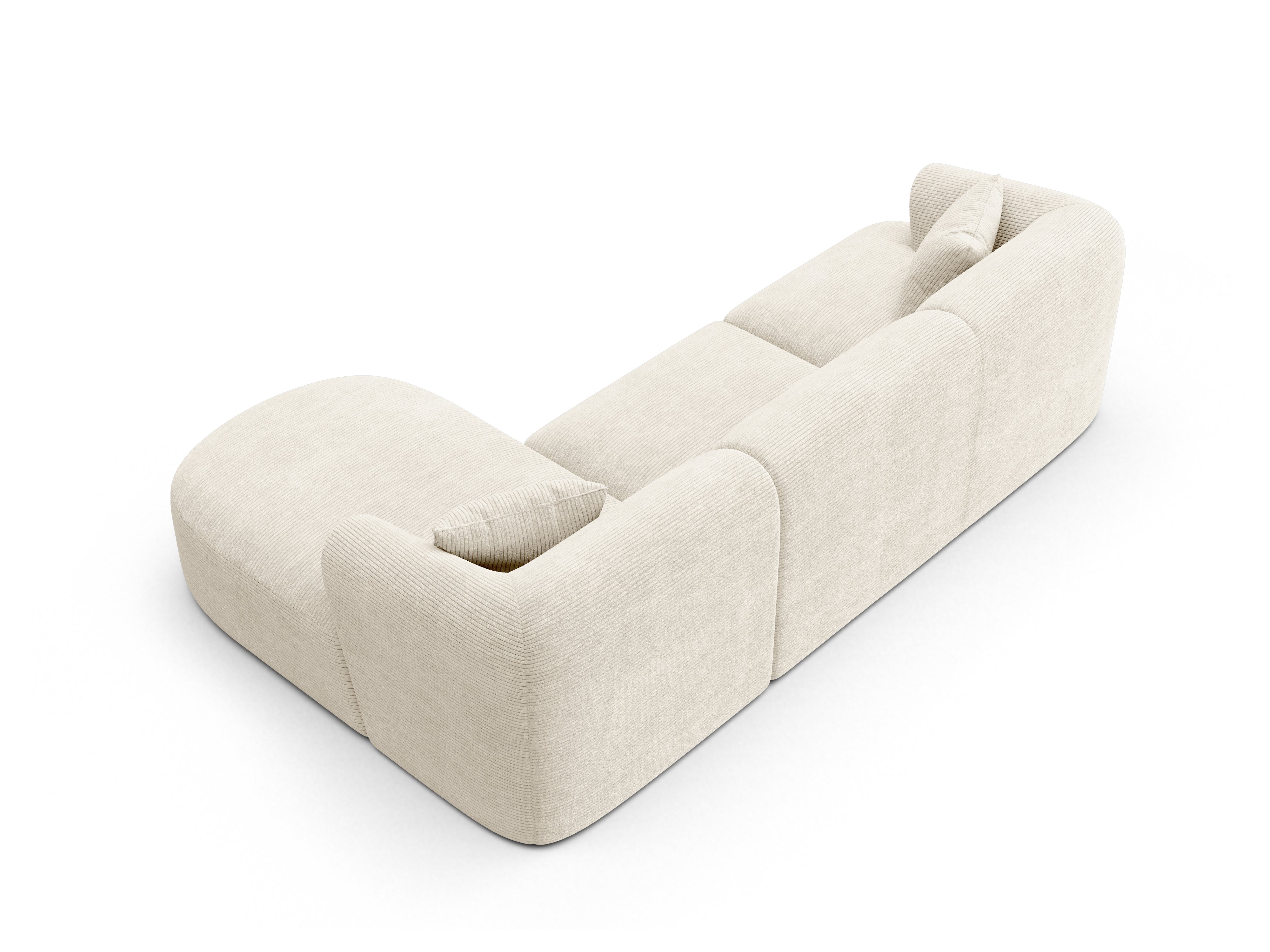 Pravostranný rohový gauč pre 4 osoby CAMPI krémový zamat