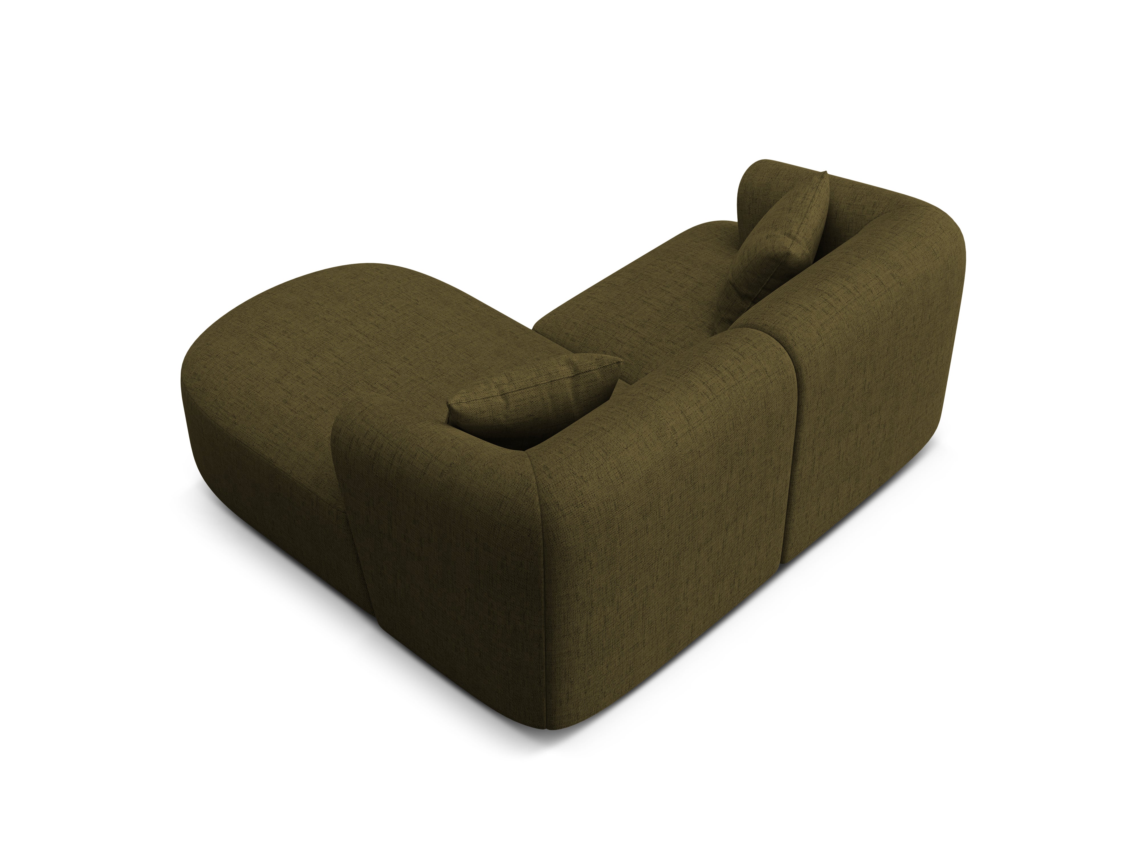Right-facing 3-seater sofa CAMPI green chenille