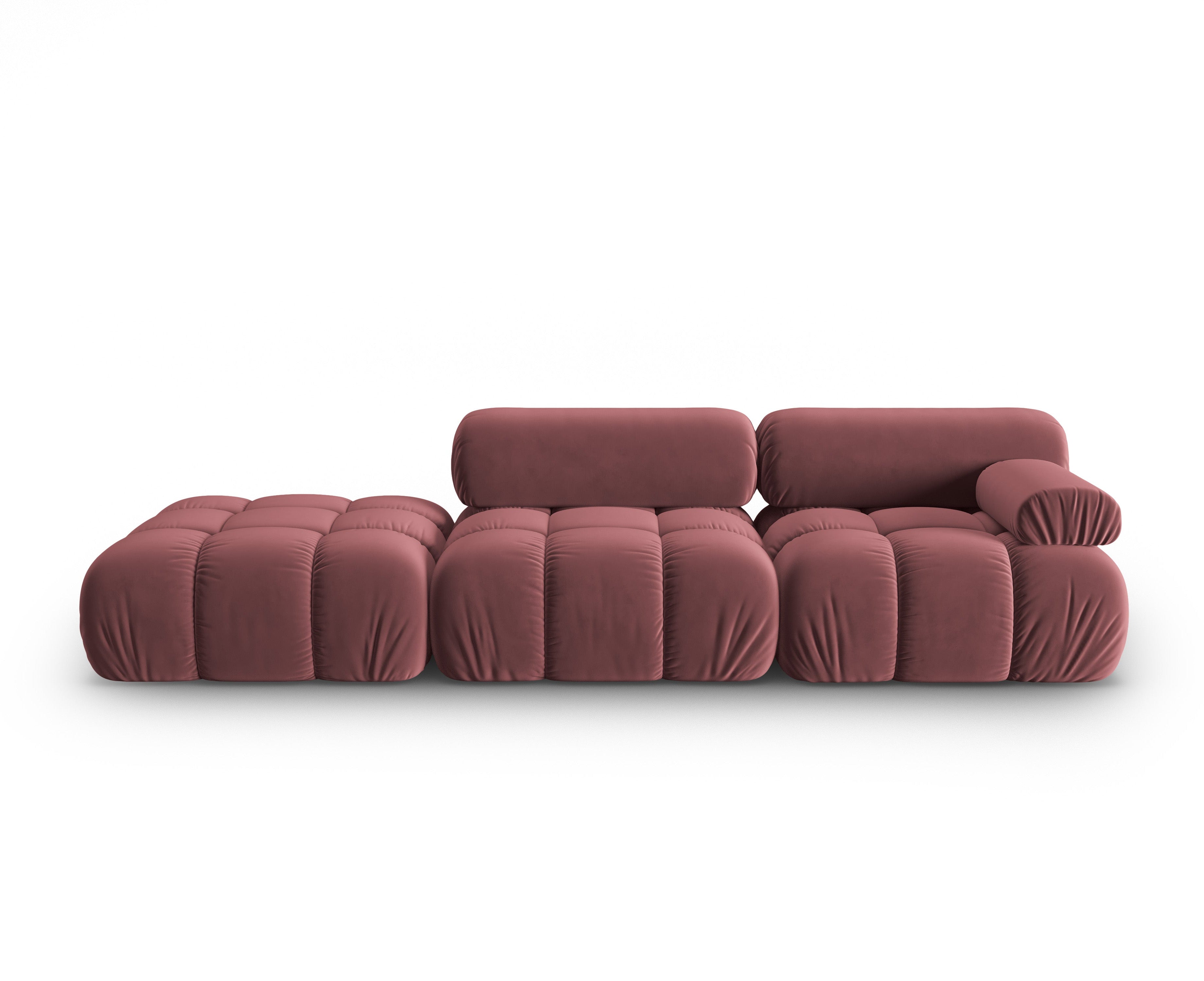 Sofa z aksamitom, 3-osobová, otvorená, ľavostranná CORTINA, ružová