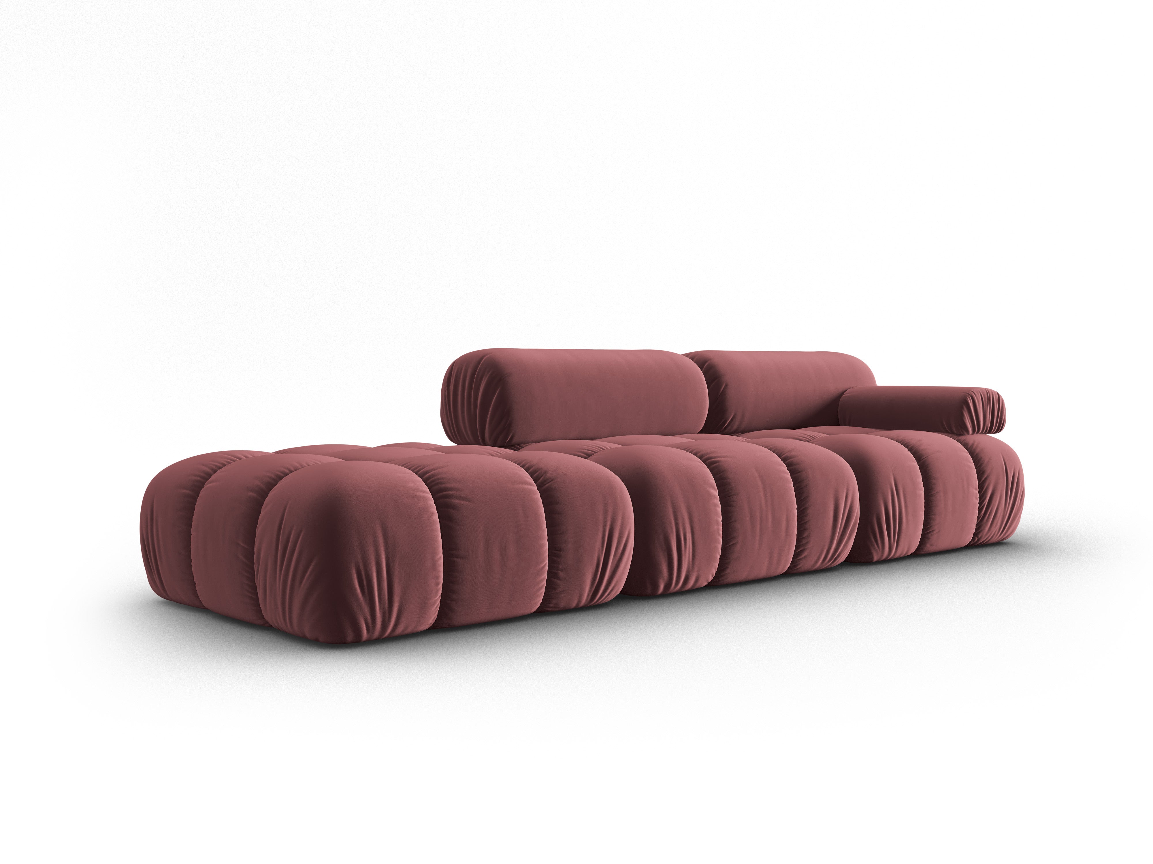 Sofa z aksamitom, 3-osobová, otvorená, ľavostranná CORTINA, ružová