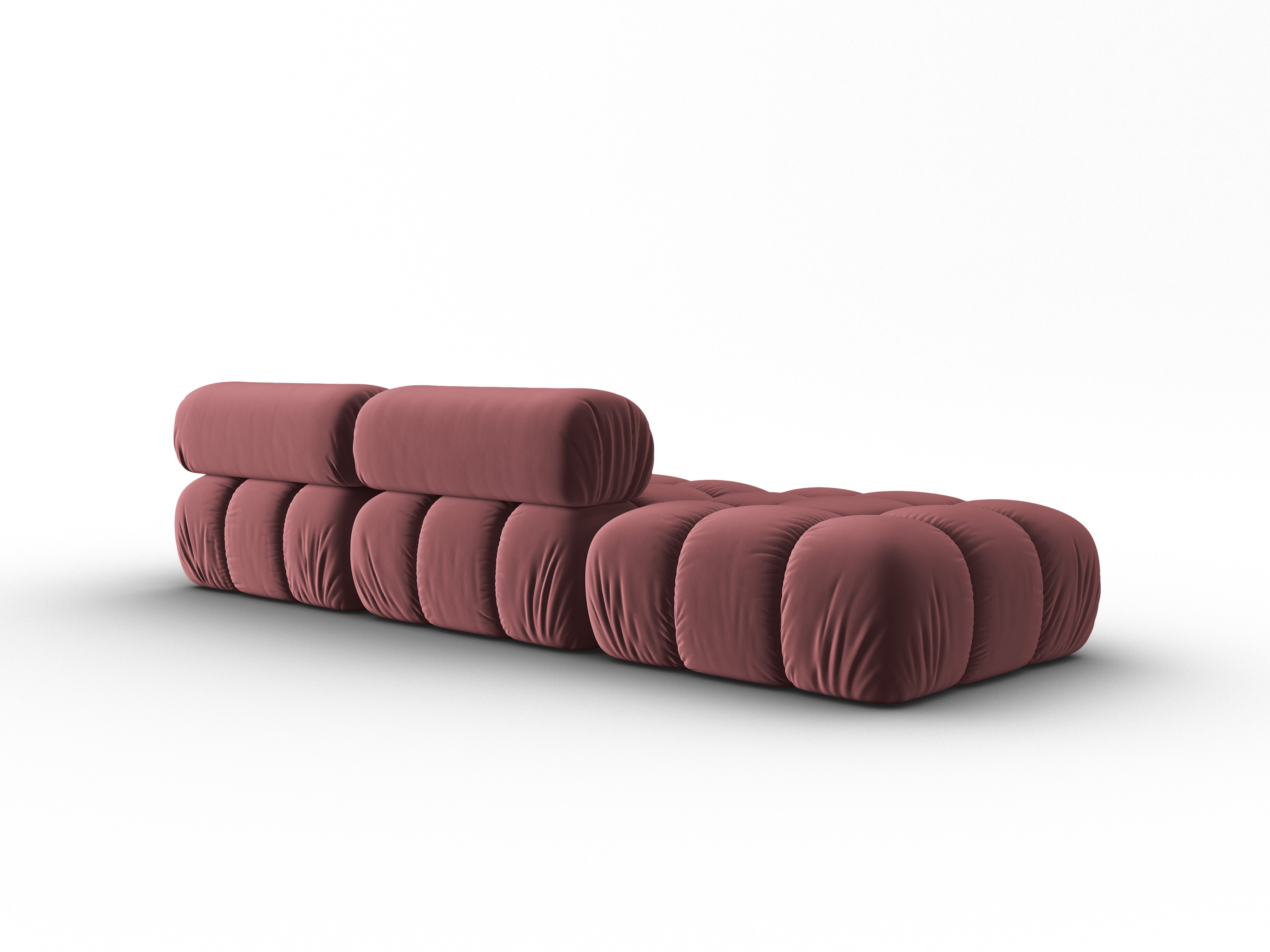 Sofa z aksamitom, 3-osobová, otvorená, ľavostranná CORTINA, ružová
