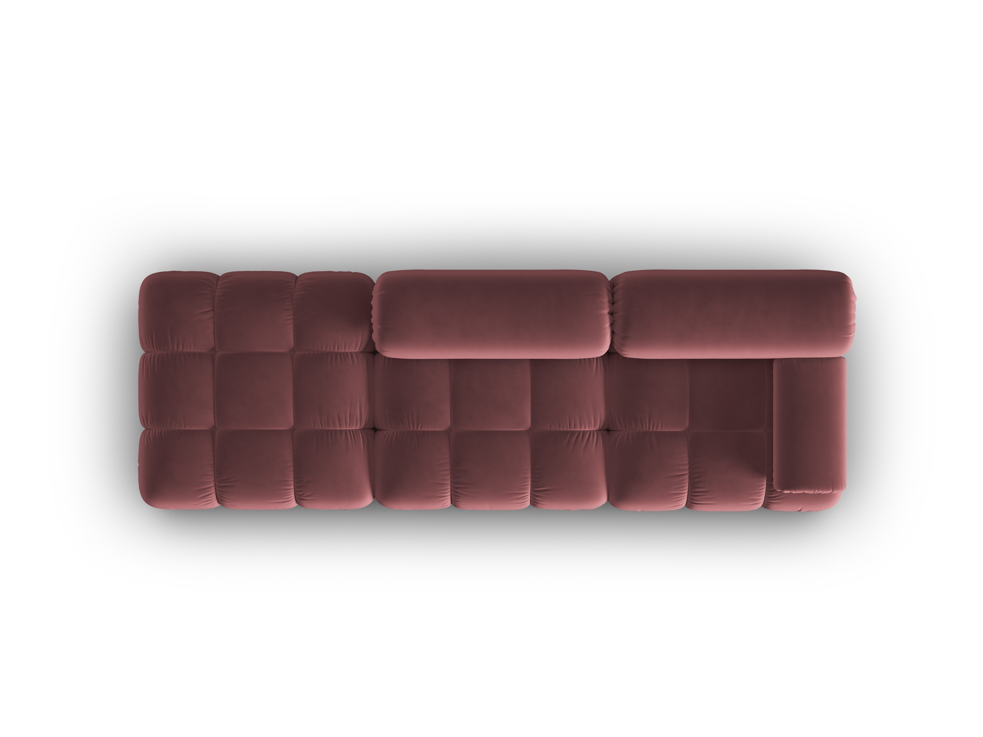 Sofa z aksamitom, 3-osobová, otvorená, ľavostranná CORTINA, ružová