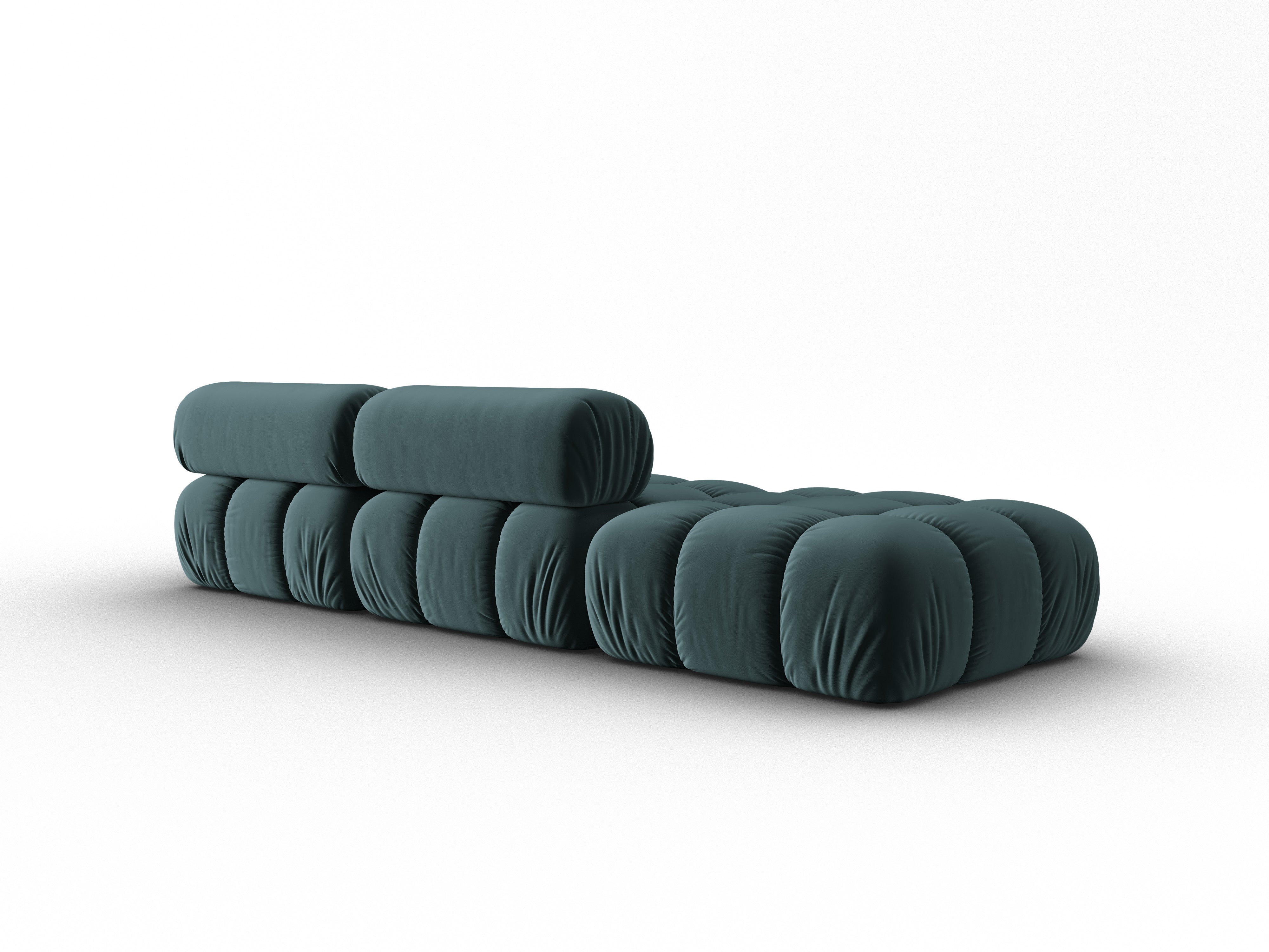 Sofa z aksamitom, 3-osobová, otvorená, ľavostranná, CORTINA, tyrkysová.