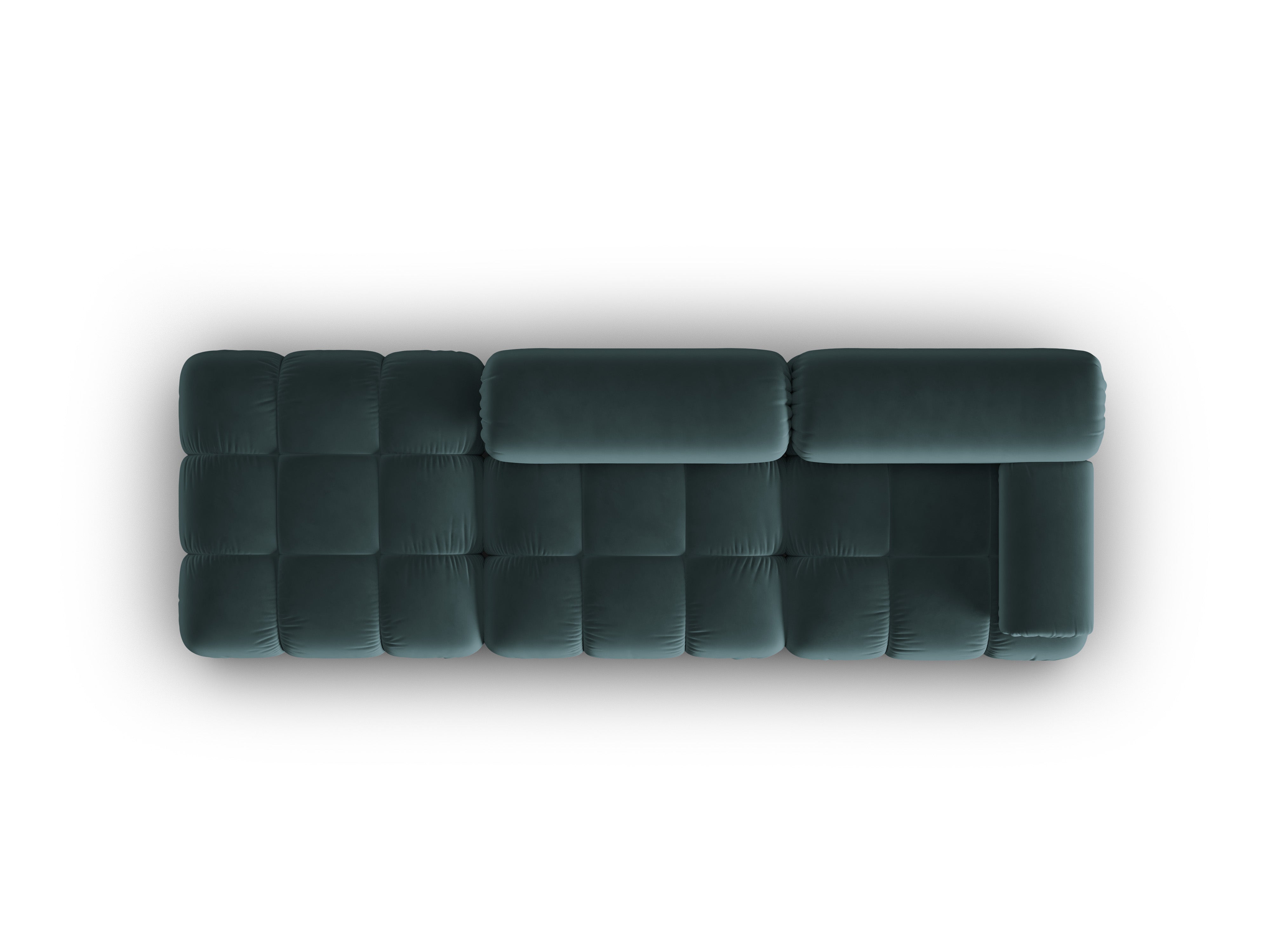 Sofa z aksamitom, 3-osobová, otvorená, ľavostranná, CORTINA, tyrkysová.