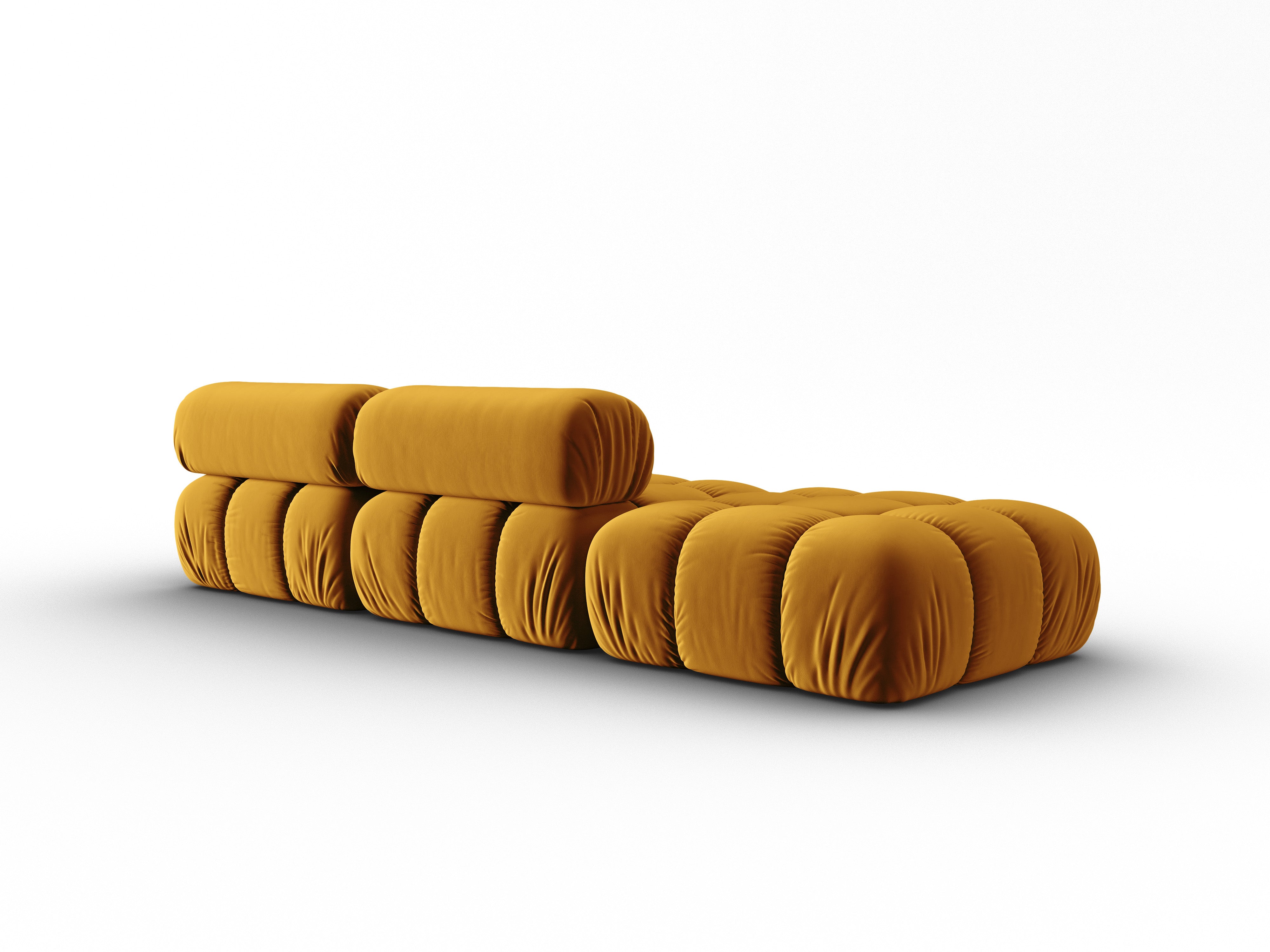 Sofa z aksamitom, trojmiestna, otvorená na ľavú stranu, CORTINA, žltá.