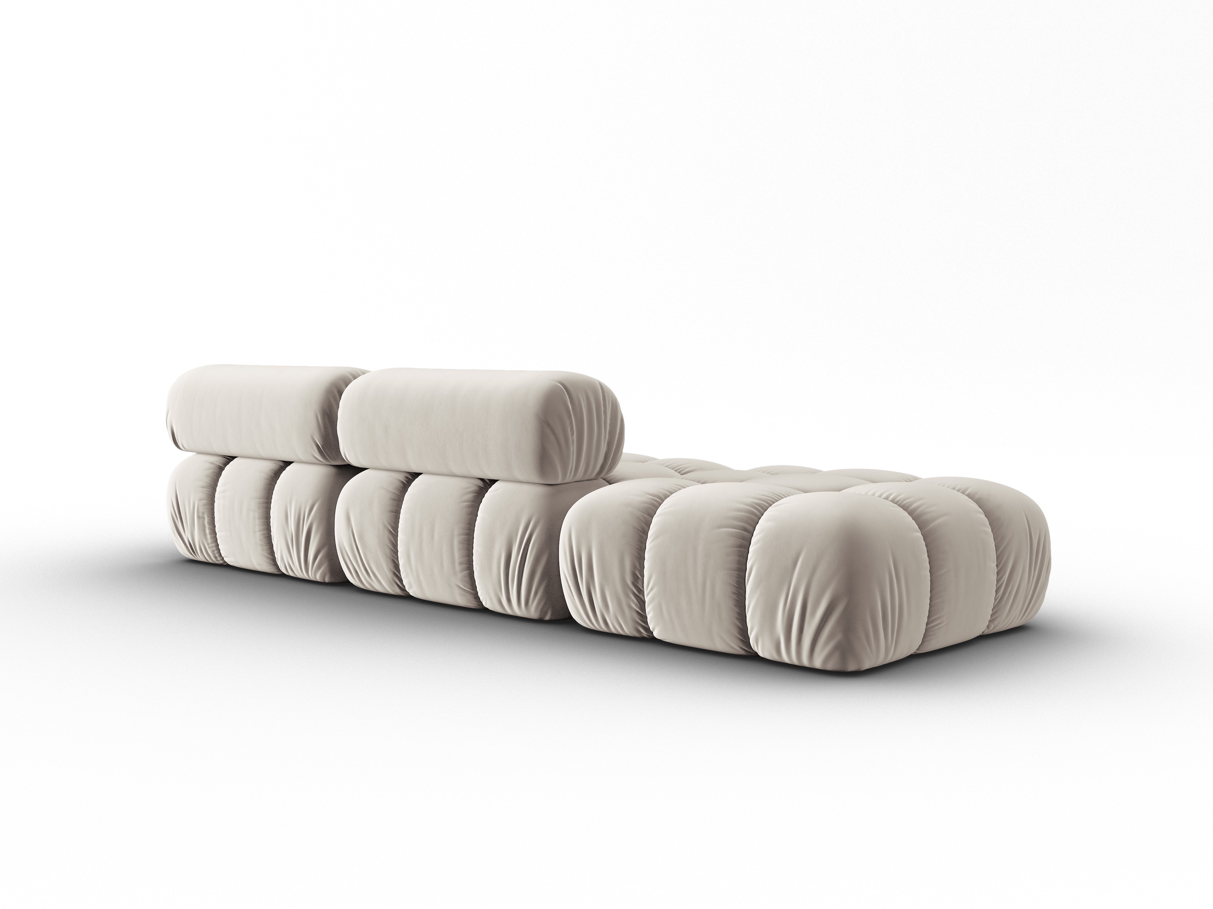 Sofa z jemného sametu 3-miestna otvorená ľavostranná CORTINA béžová