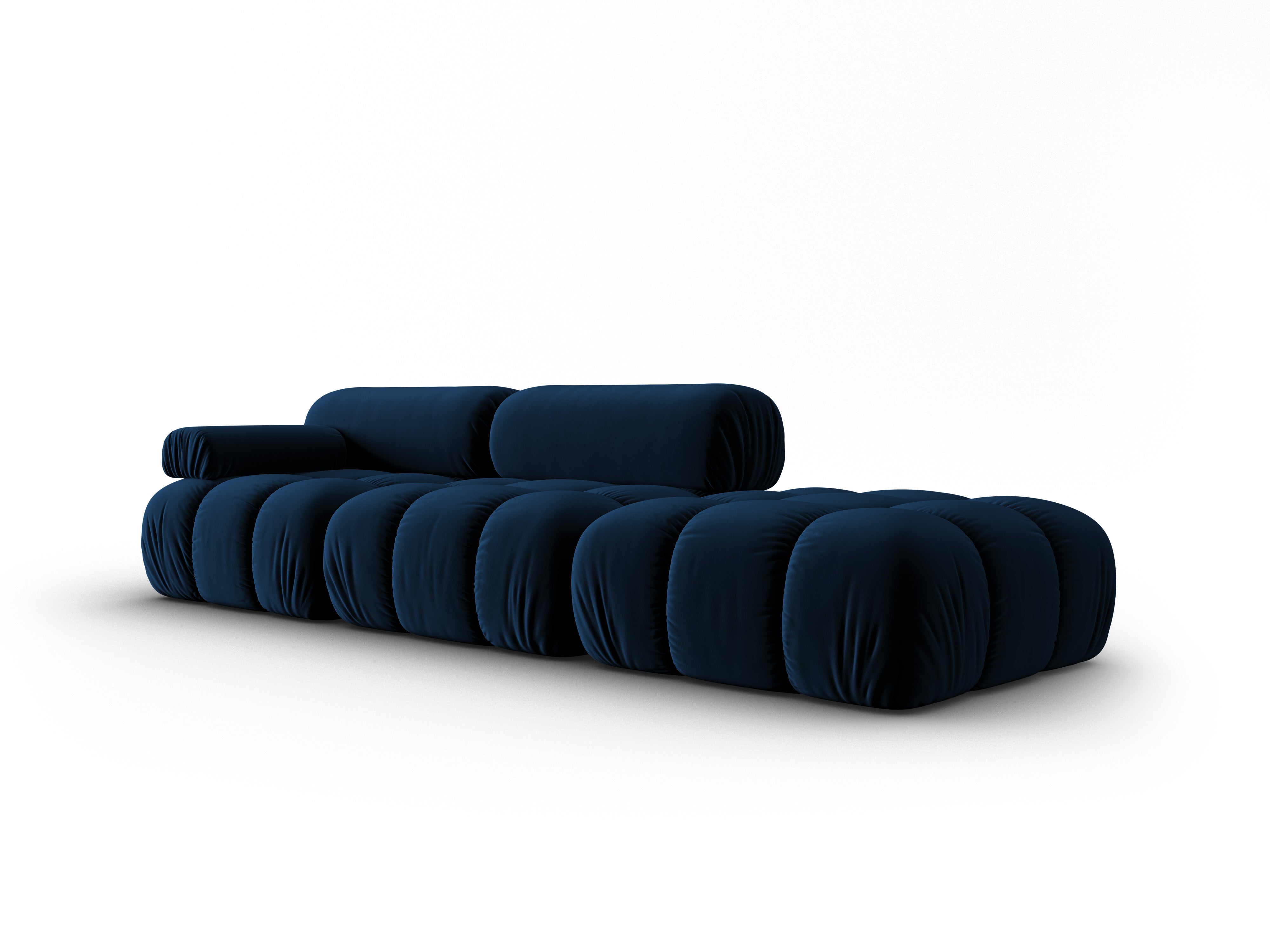 Sofa z aksamitom, 3-osobová, otvorená na pravú stranu, CORTINA, kráľovsky modrá.
