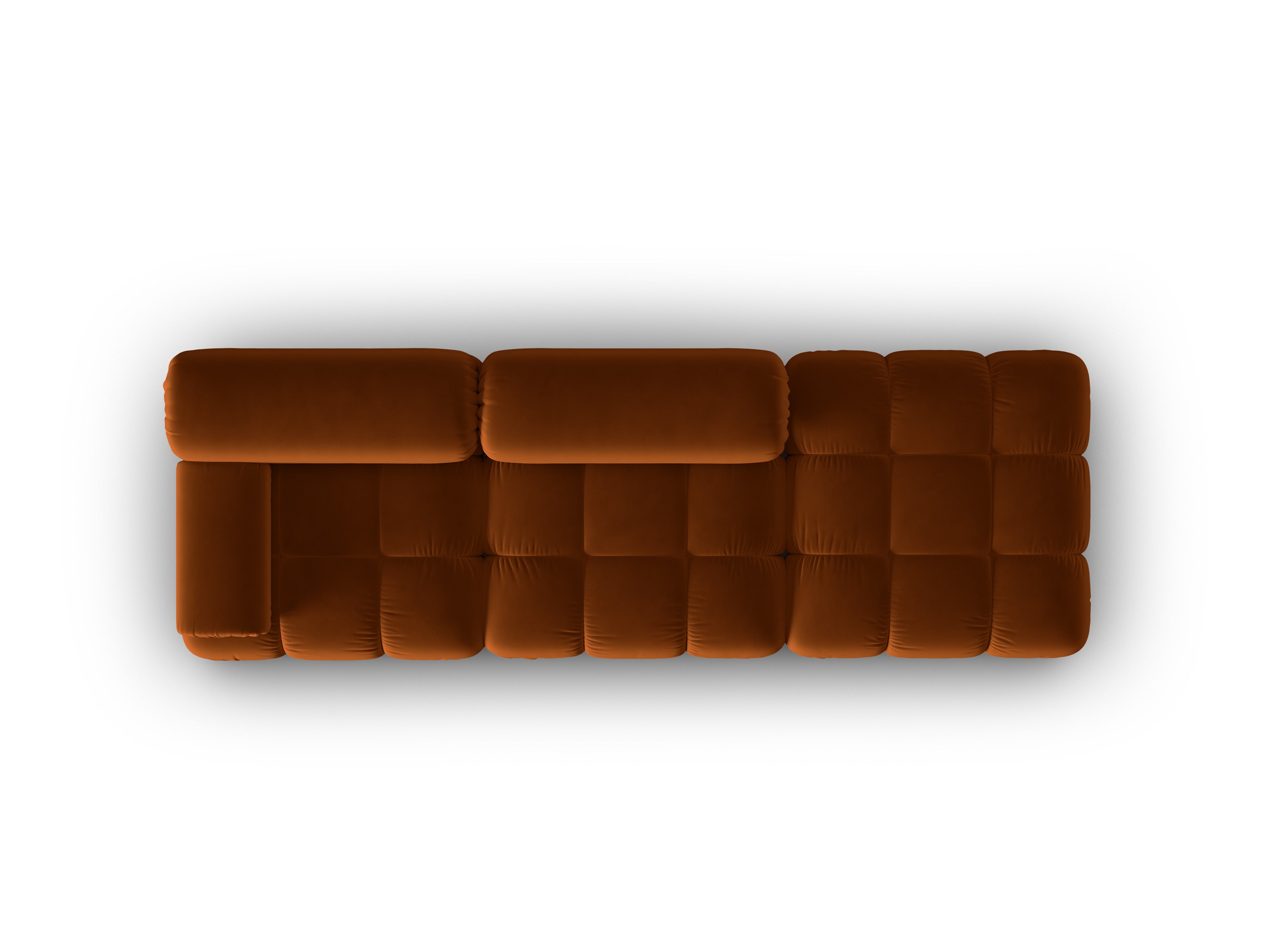 Sofa z aksamitom, 3-osobová, otvorená pravostranná, CORTINA, terakota.