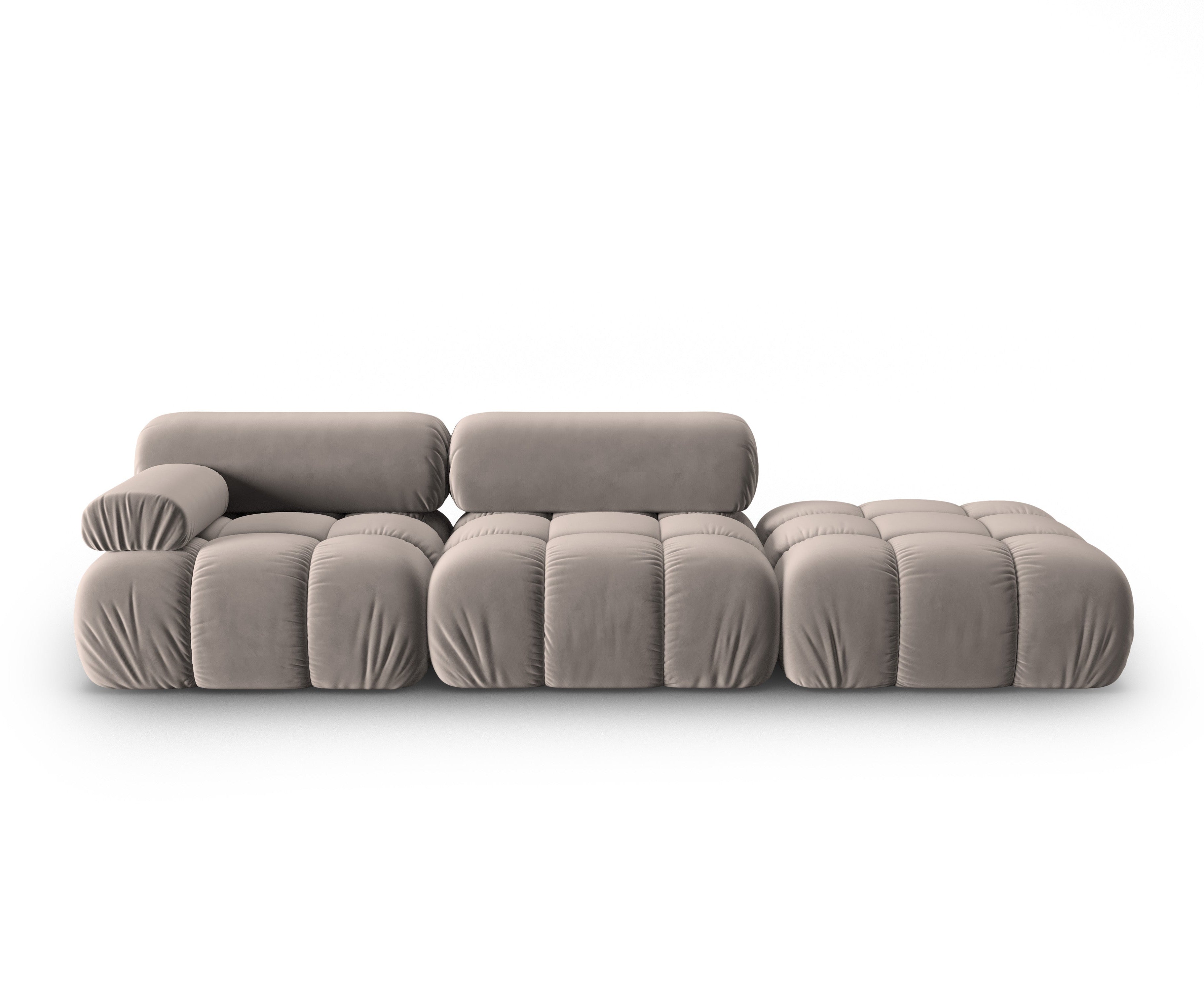 Sofa z aksamitom, 3-osobová, otvorená pravostranná, CORTINA, cappuccino.