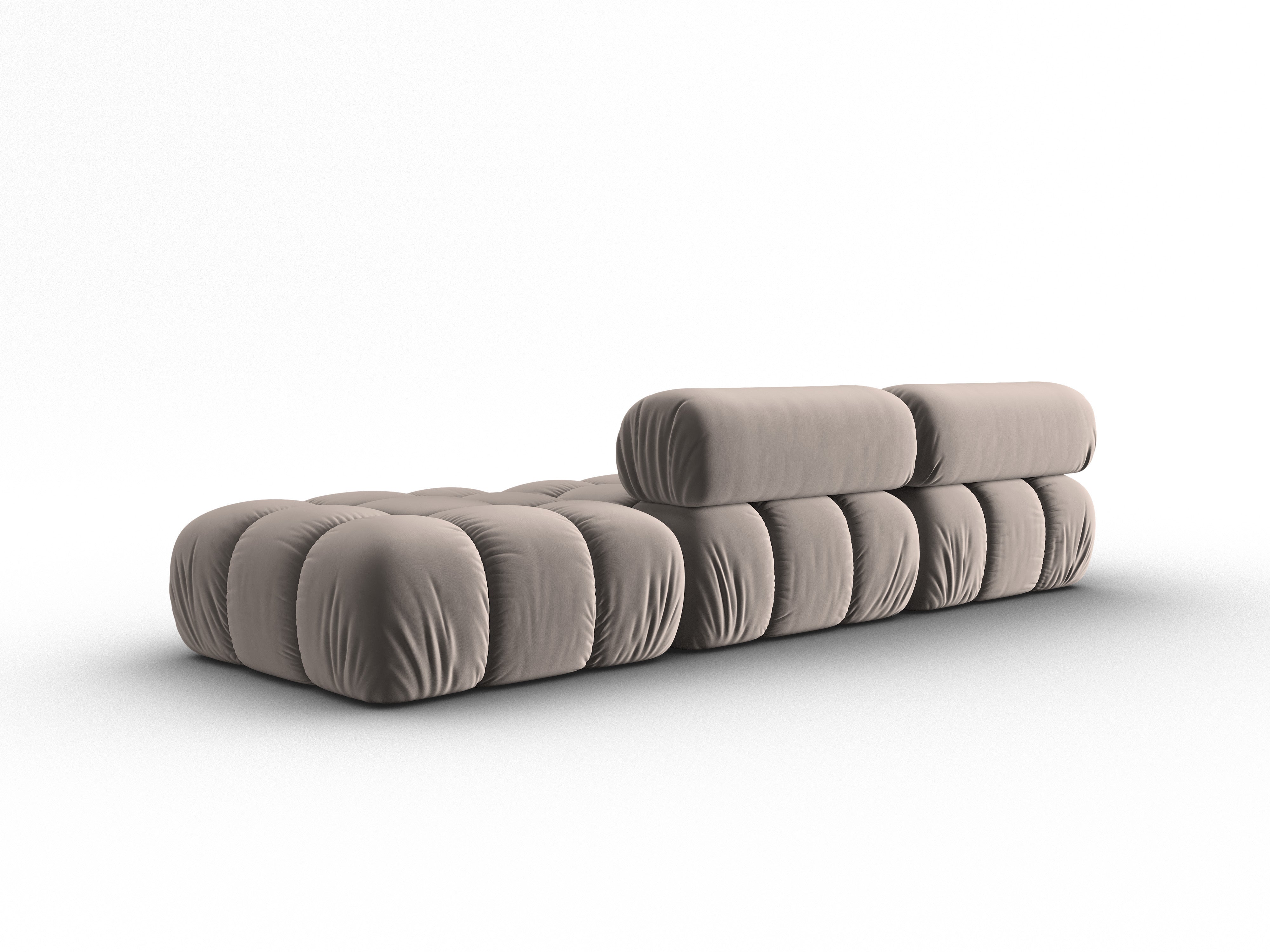 Sofa z aksamitom, 3-osobová, otvorená pravostranná, CORTINA, cappuccino.