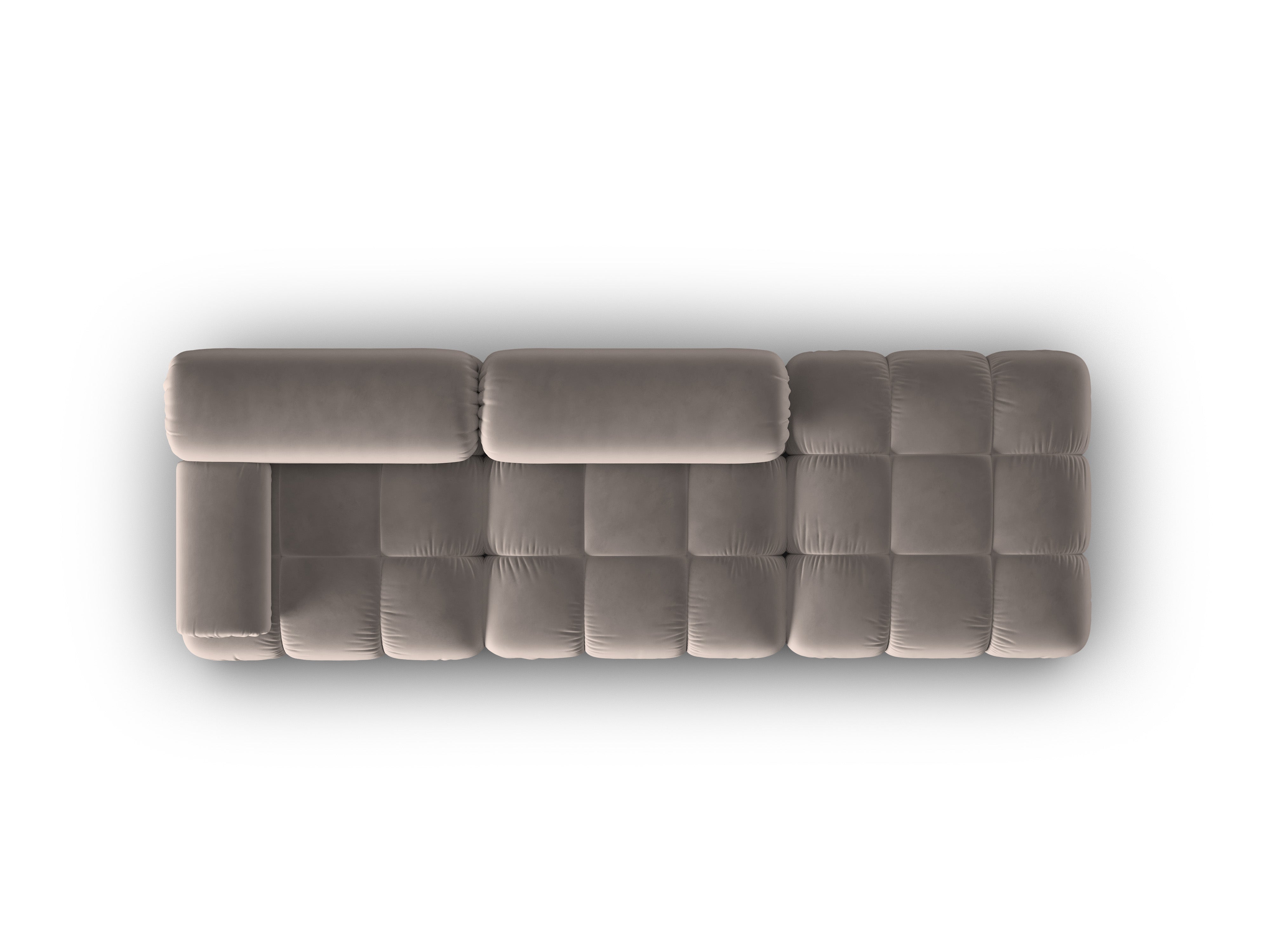Sofa z aksamitom, 3-osobová, otvorená pravostranná, CORTINA, cappuccino.