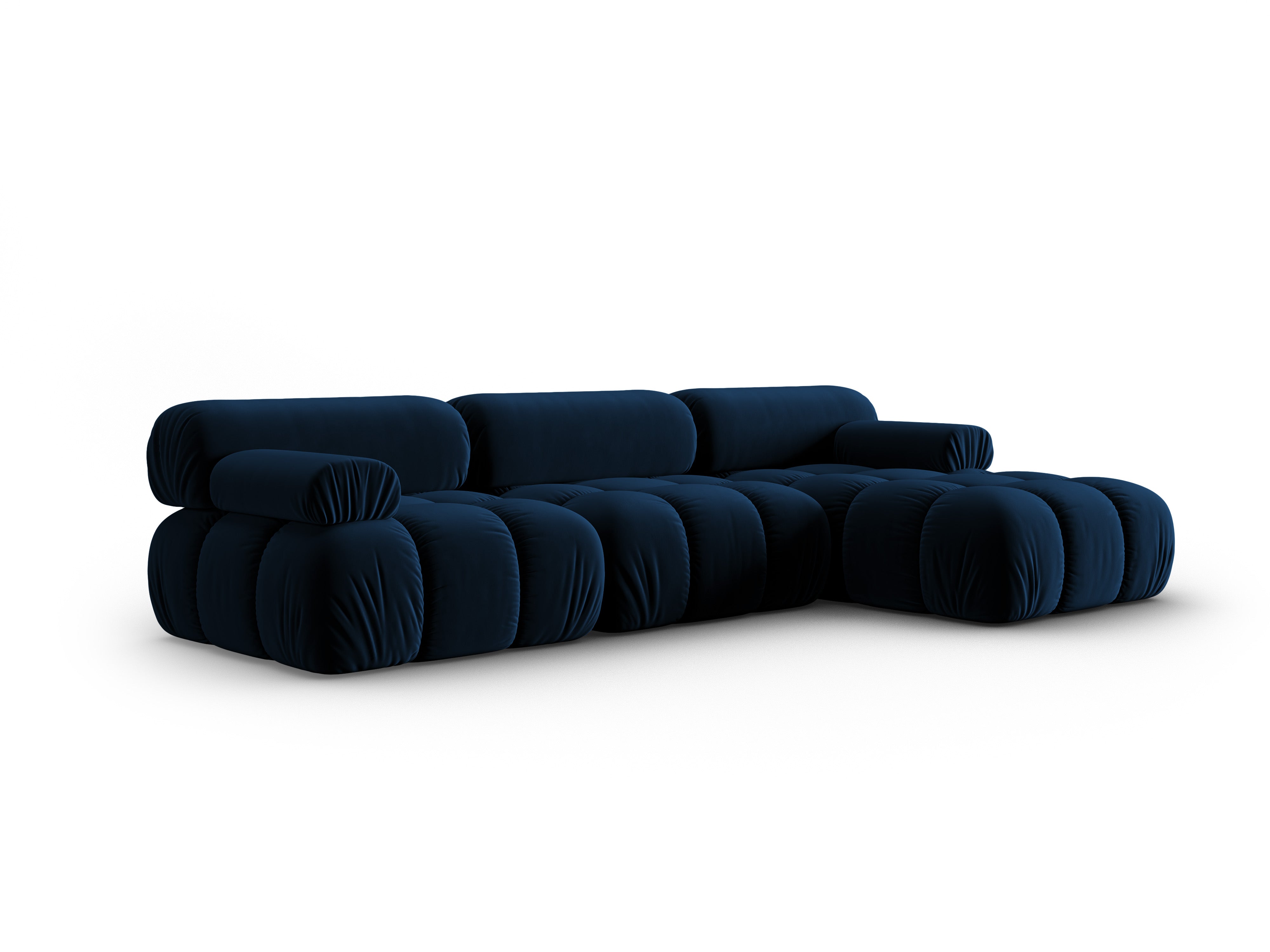 Velvet corner sofa for 4 people, right-facing CORTINA in royal blue [Ewelina]