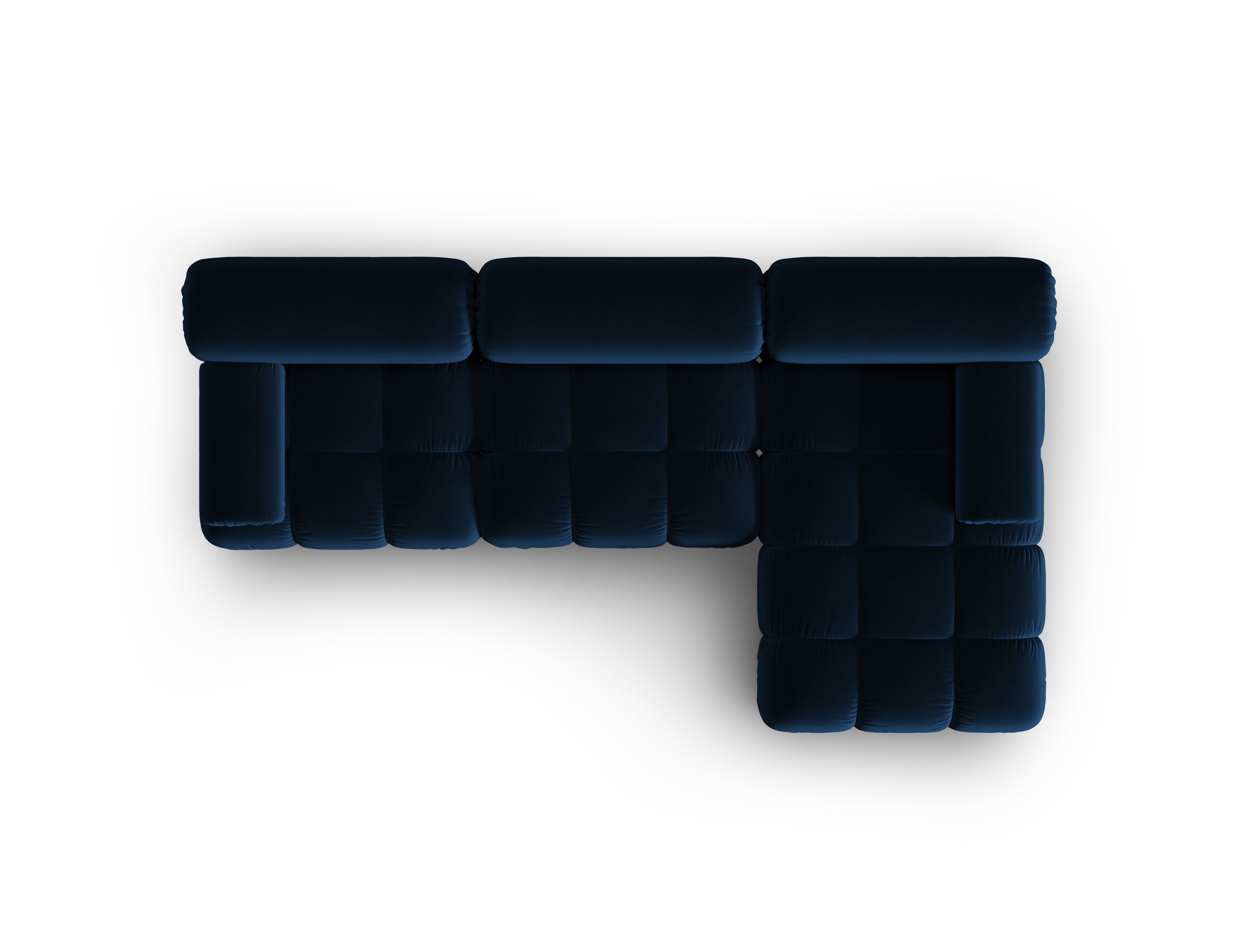 Velvet corner sofa for 4 people, right-facing CORTINA in royal blue [Ewelina]
