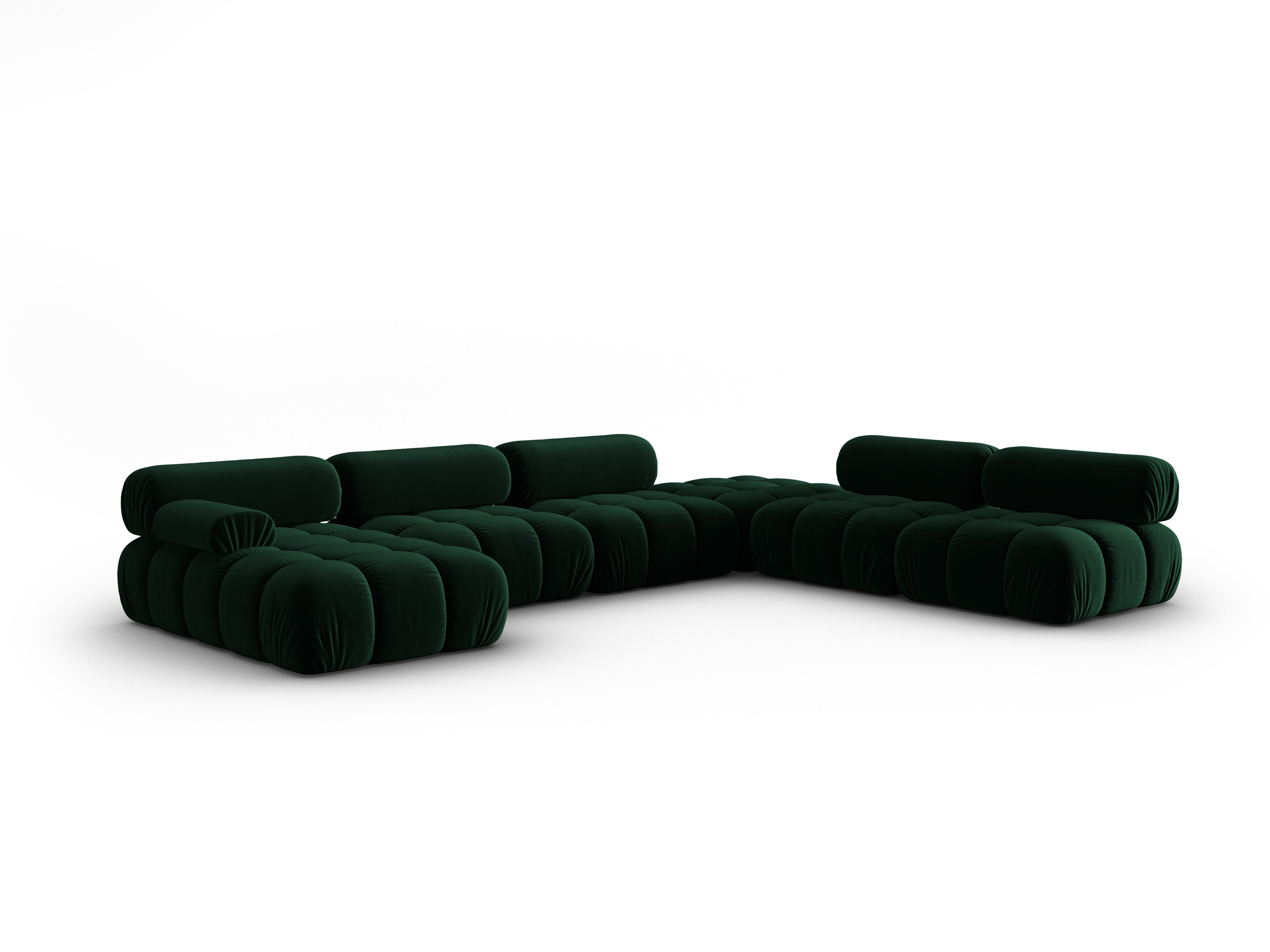 CORTINA Right-Hand Velvet Panoramic Corner Sofa in Bottle Green