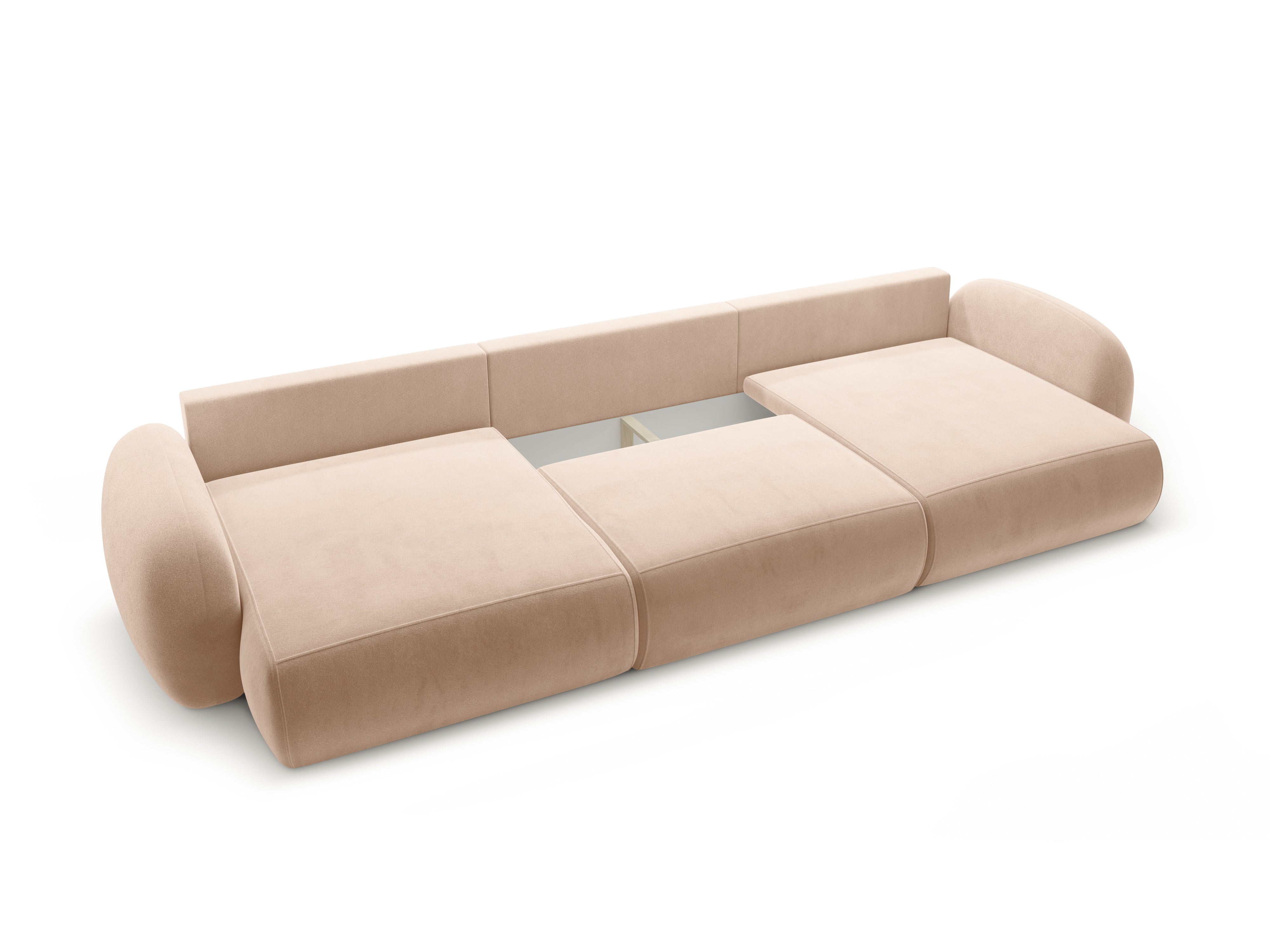 Panoramic Velvet Sofa with Sleeping Function for 5 People TONALE Beige