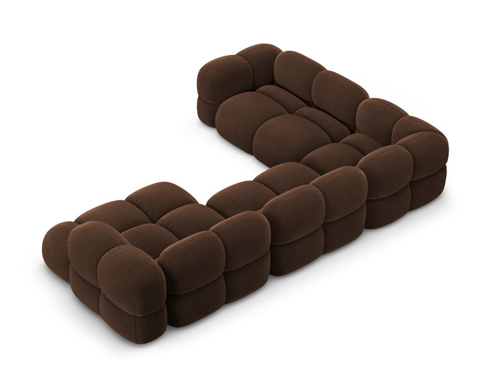 Left-facing U-shaped velvet corner sofa LORETTO chocolate
