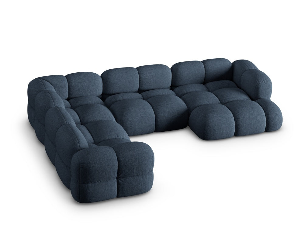 Rohová sedačka v tvare U ľavostranná LORETTO modrá