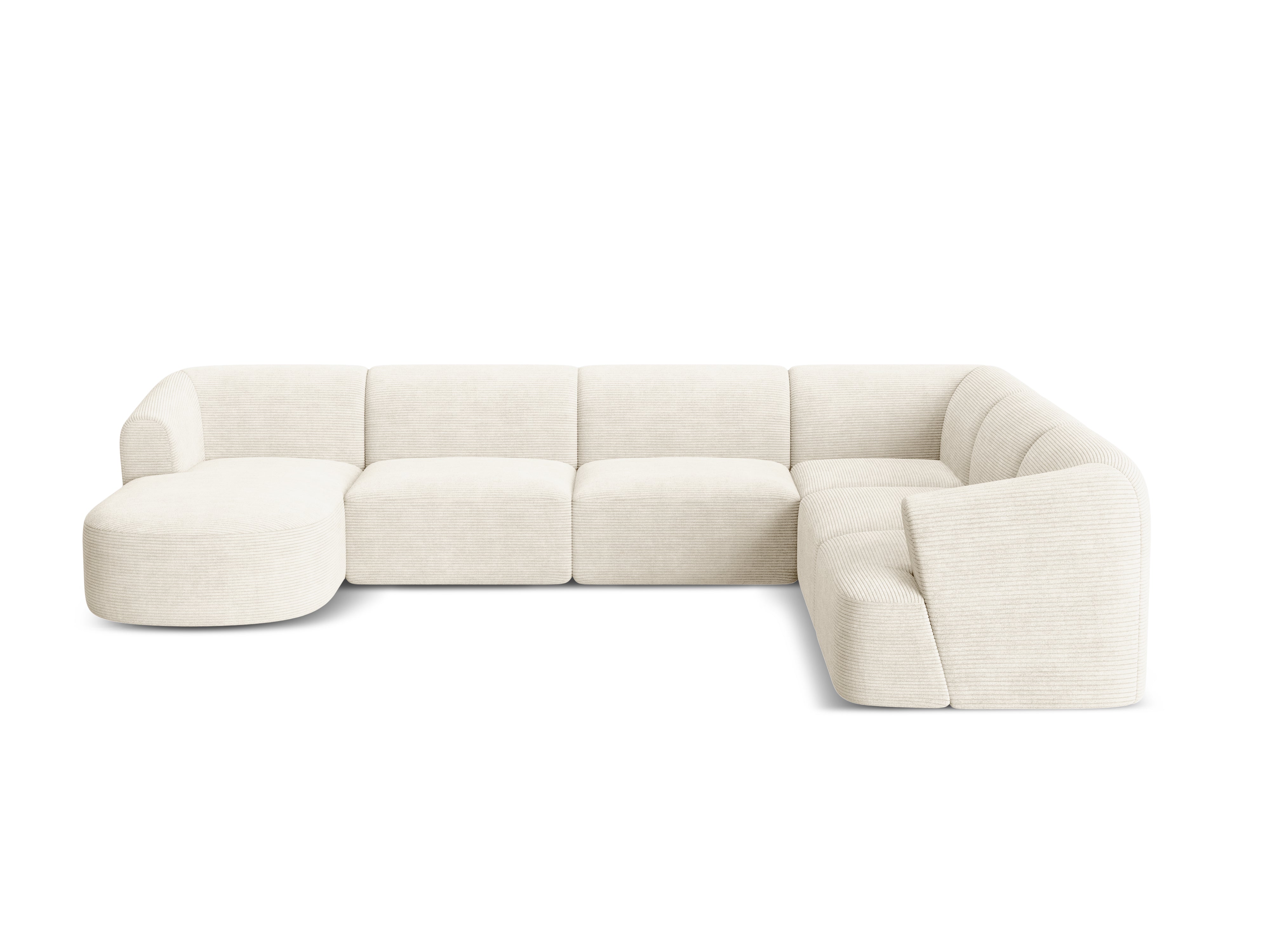 Pravostranný panoramatický rohový gauč pre 7 osôb CAMPI krémový zamat