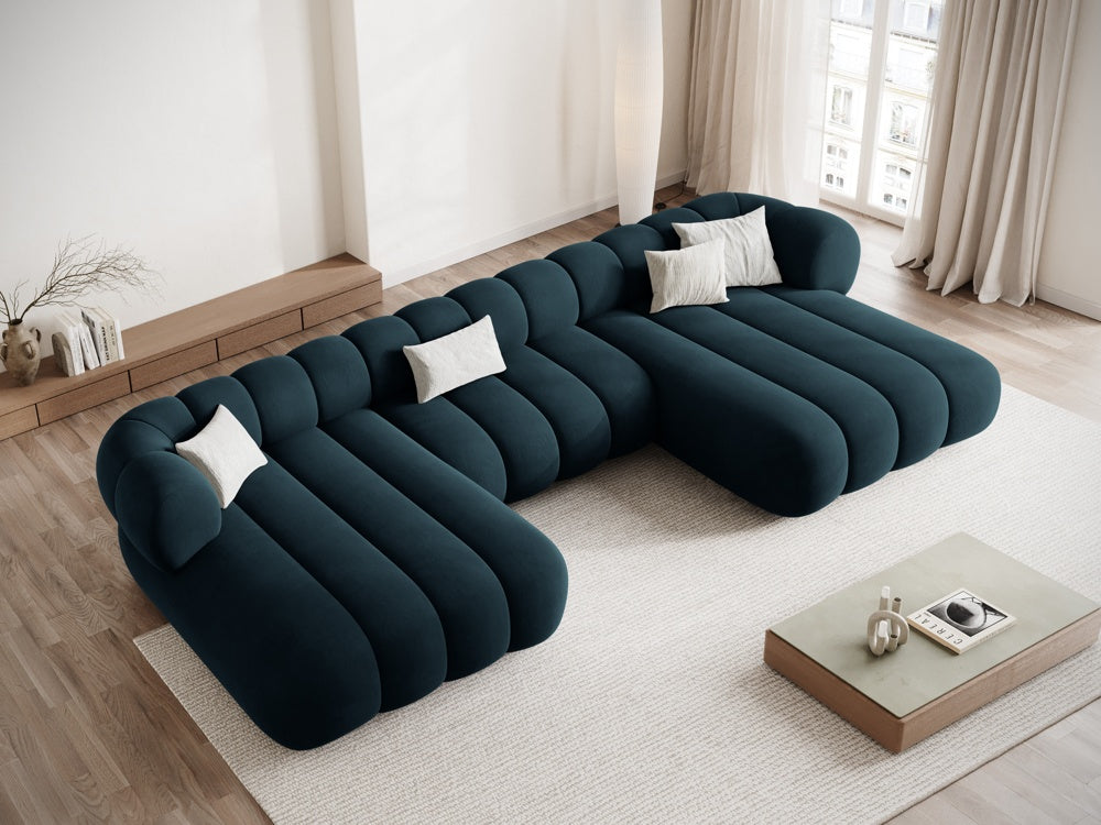 KOGE petrol velvet panoramic sofa for 6 people