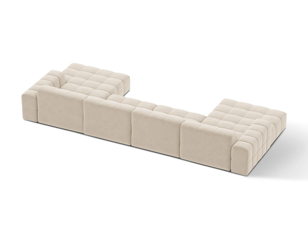 Sofa panoramatická zamatová pre 6 osôb CHICAGO svetlo béžová