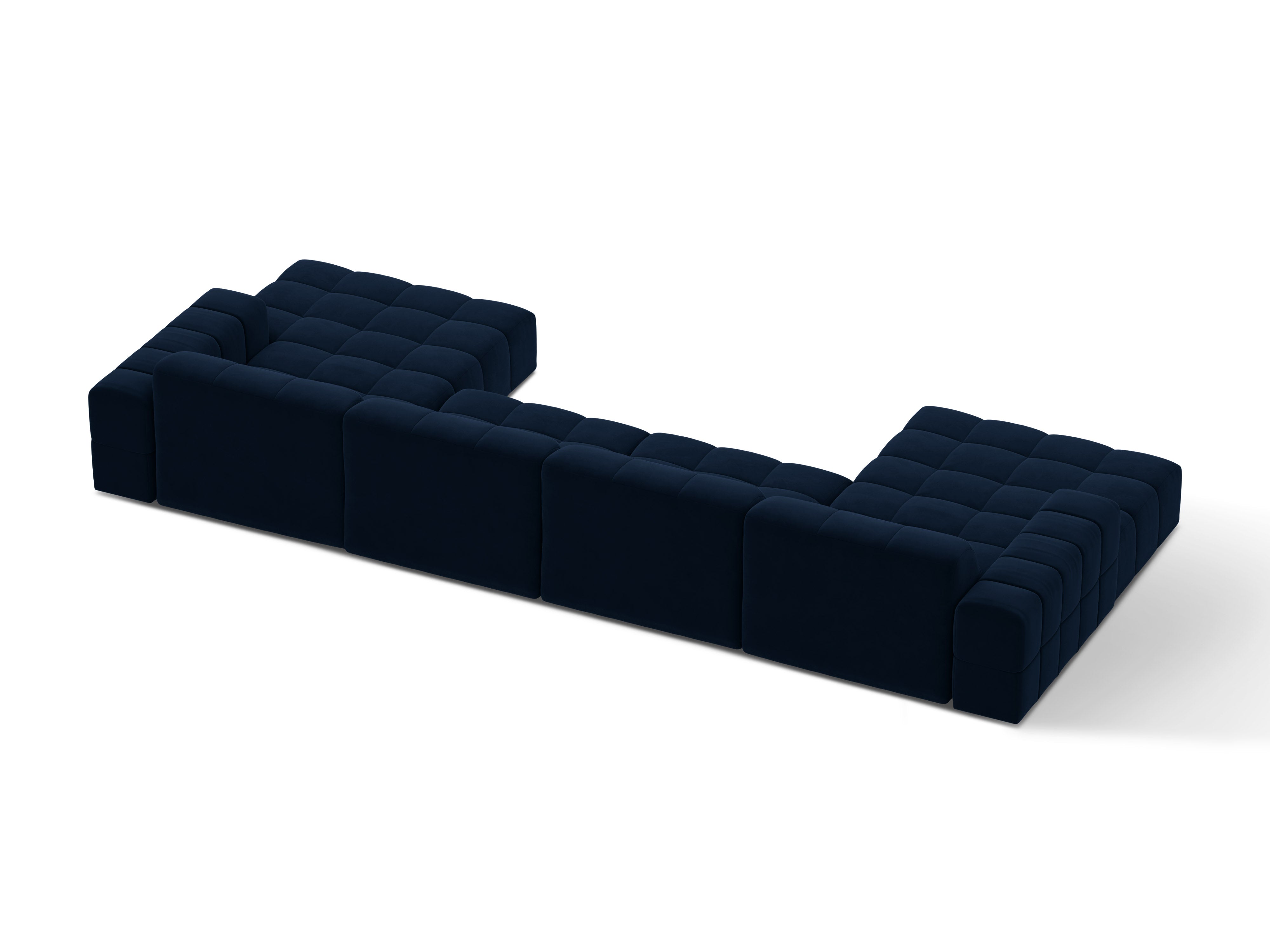 Sofa panoramatická zamatová pre 6 osôb CHICAGO kráľovsky modrá