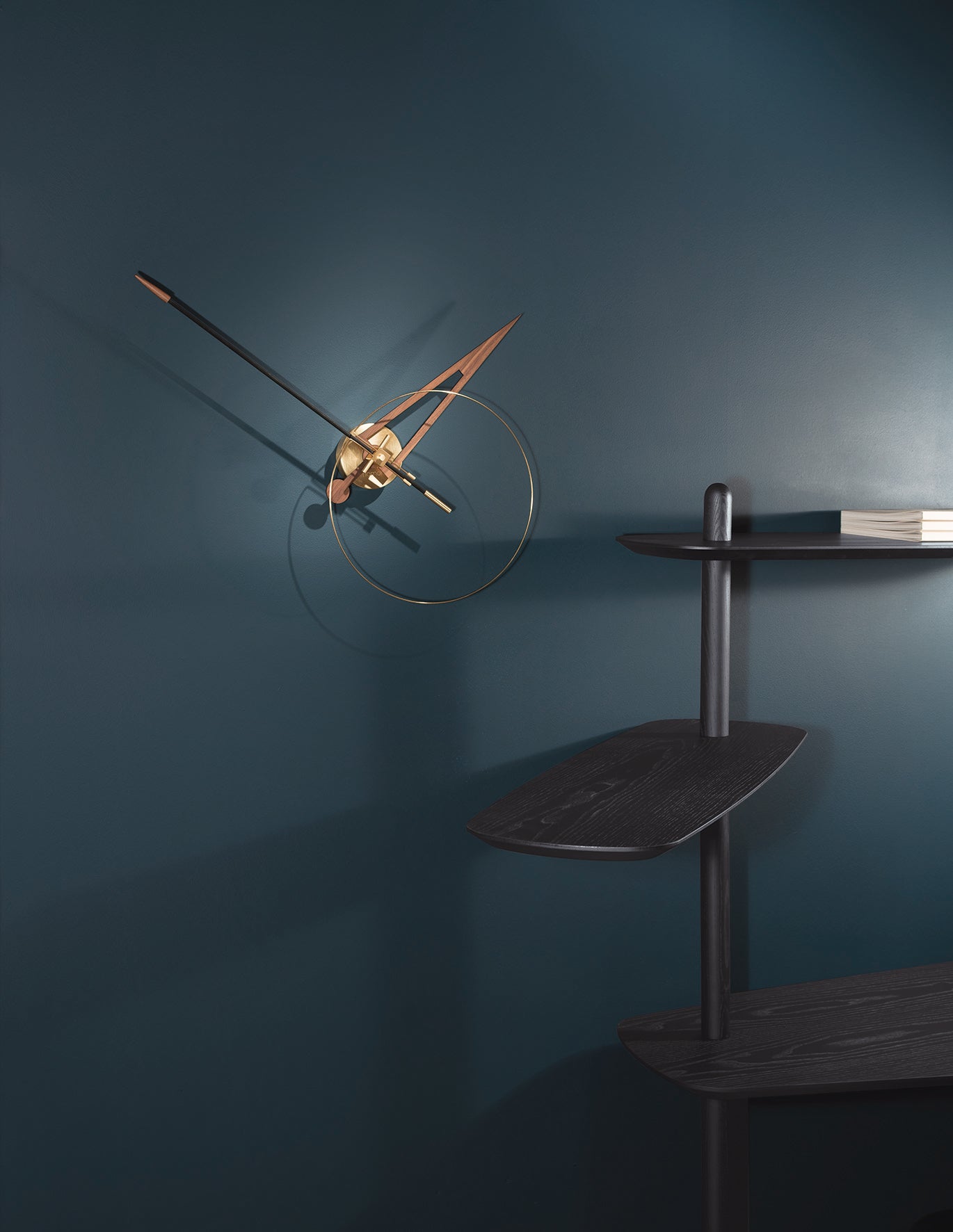 Wall Clock CRIS Walnut Wood with Brass Finish