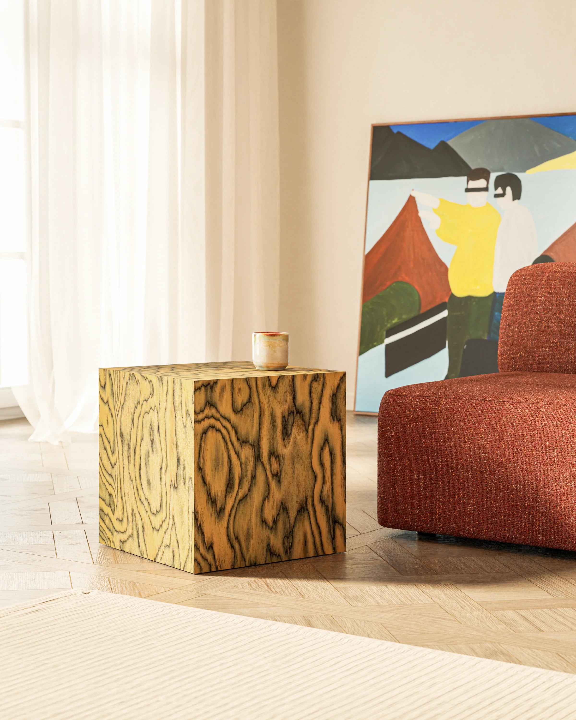 Pomocný stolík CUBE Sottsass žltý