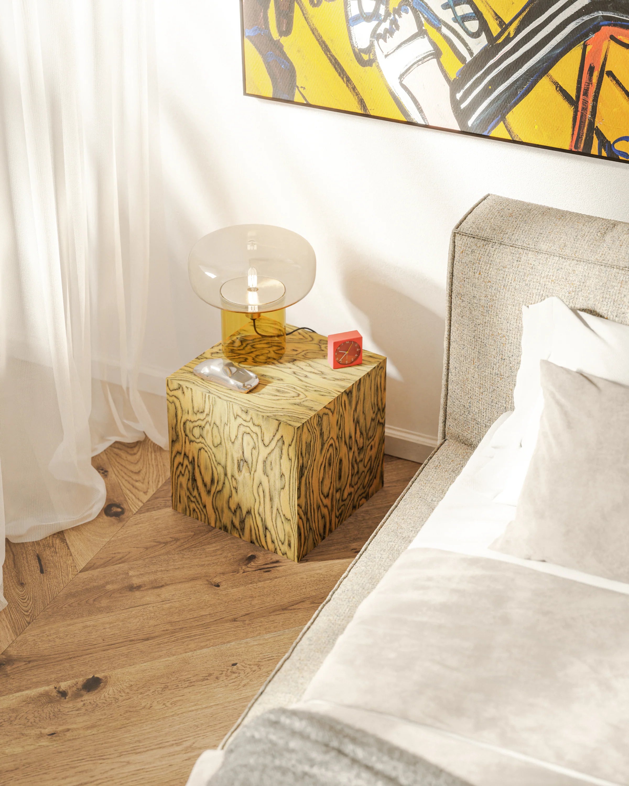 Pomocný stolík CUBE Sottsass žltý