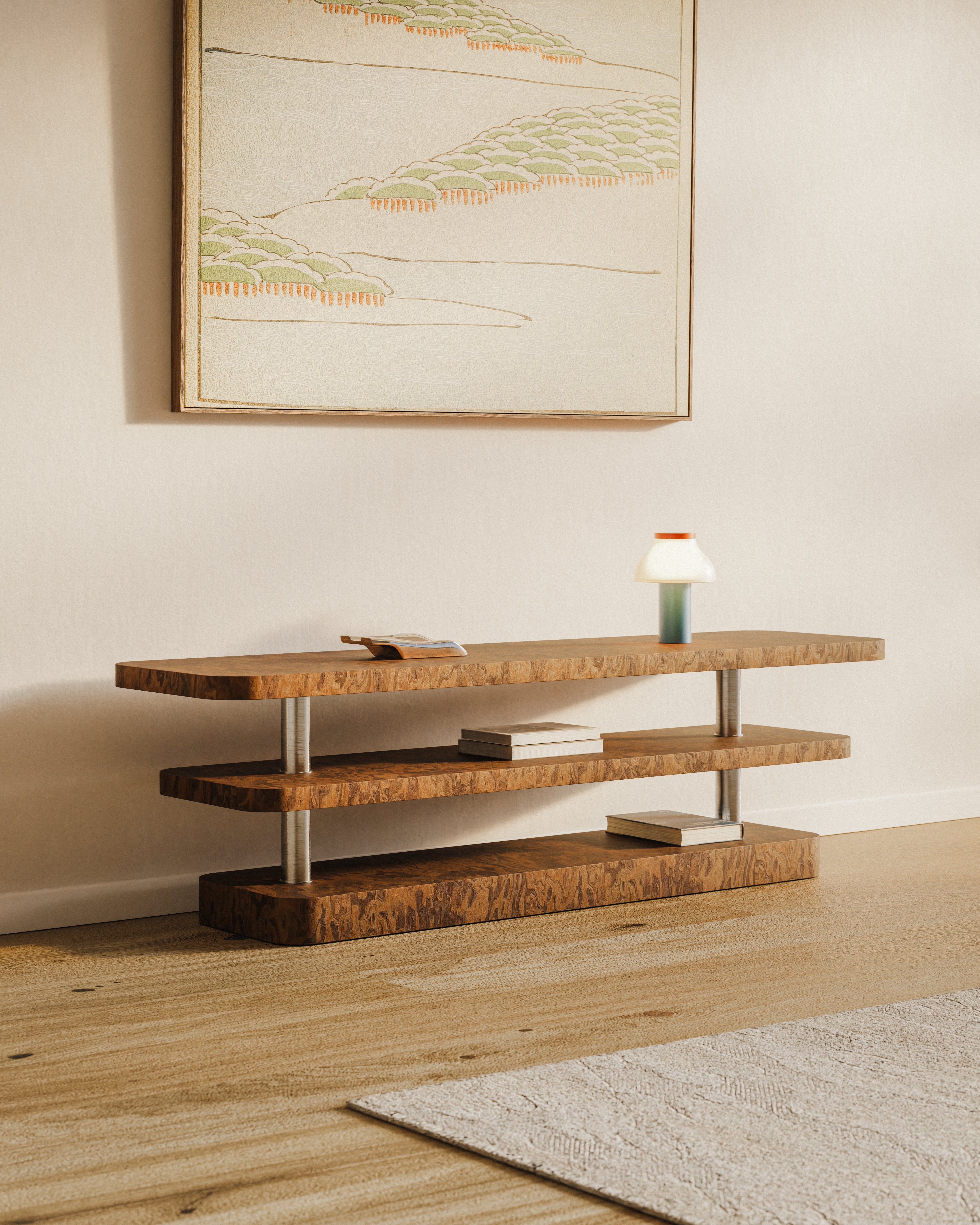 RTV Cabinet REL California Burl Veneer with Steel Elements