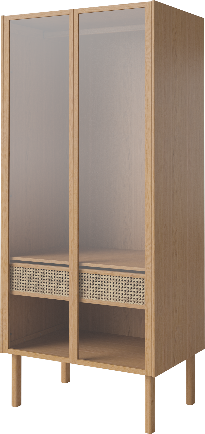 Skriňa so sklenenými dverami CANA z dubového dreva