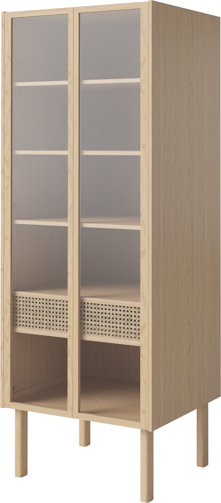 Skriňa so sklenenými dverami CANA bielené dubové drevo