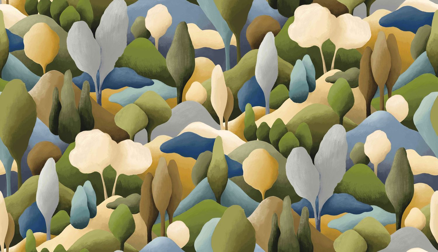 Textile wallpaper with a plant motif ORÉE - KHAKI/OCHRE khaki with beige