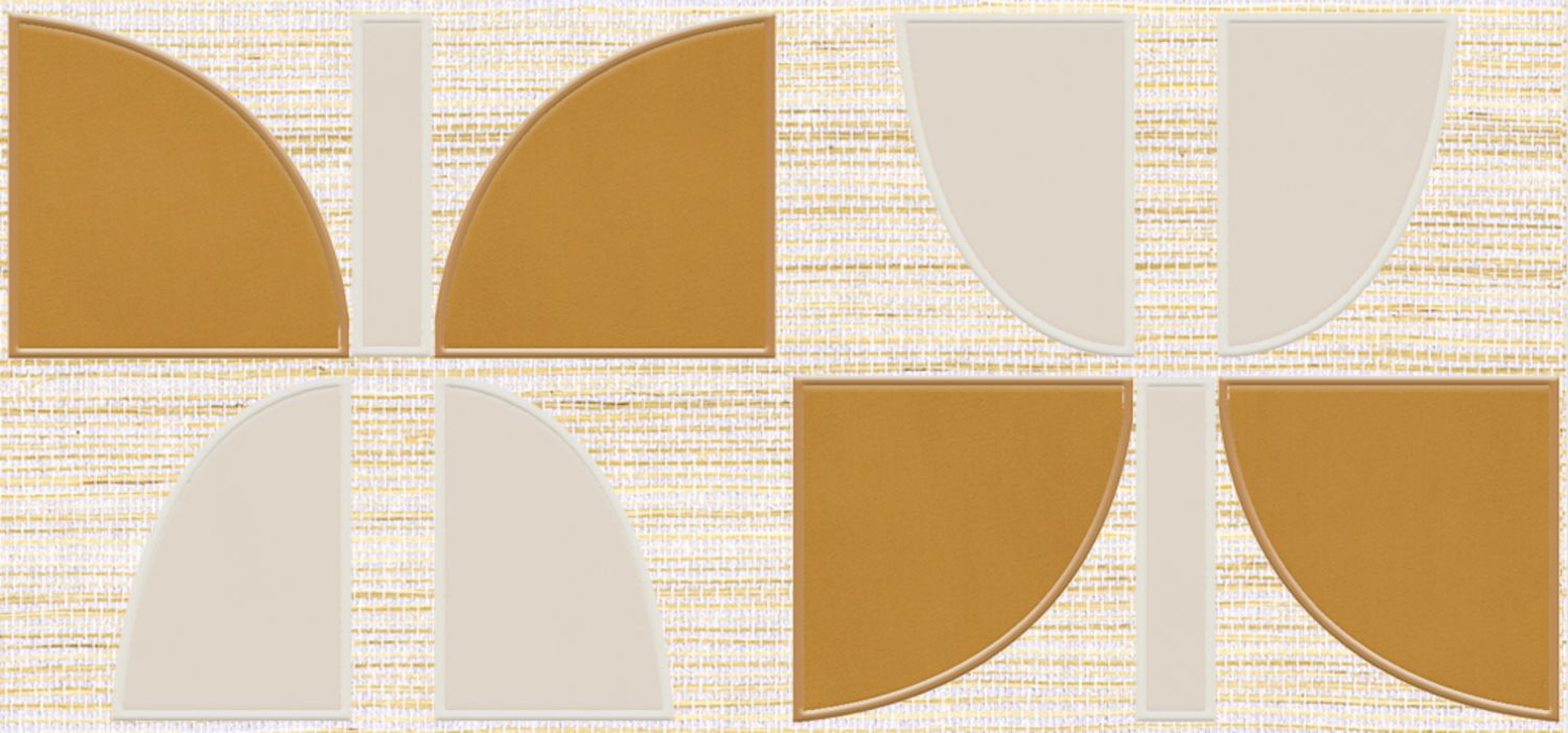 Tapeta z rastlinných vlákien s geometrickým vzorom HIKARI - BEIGE OCRE béžová s oranžovou