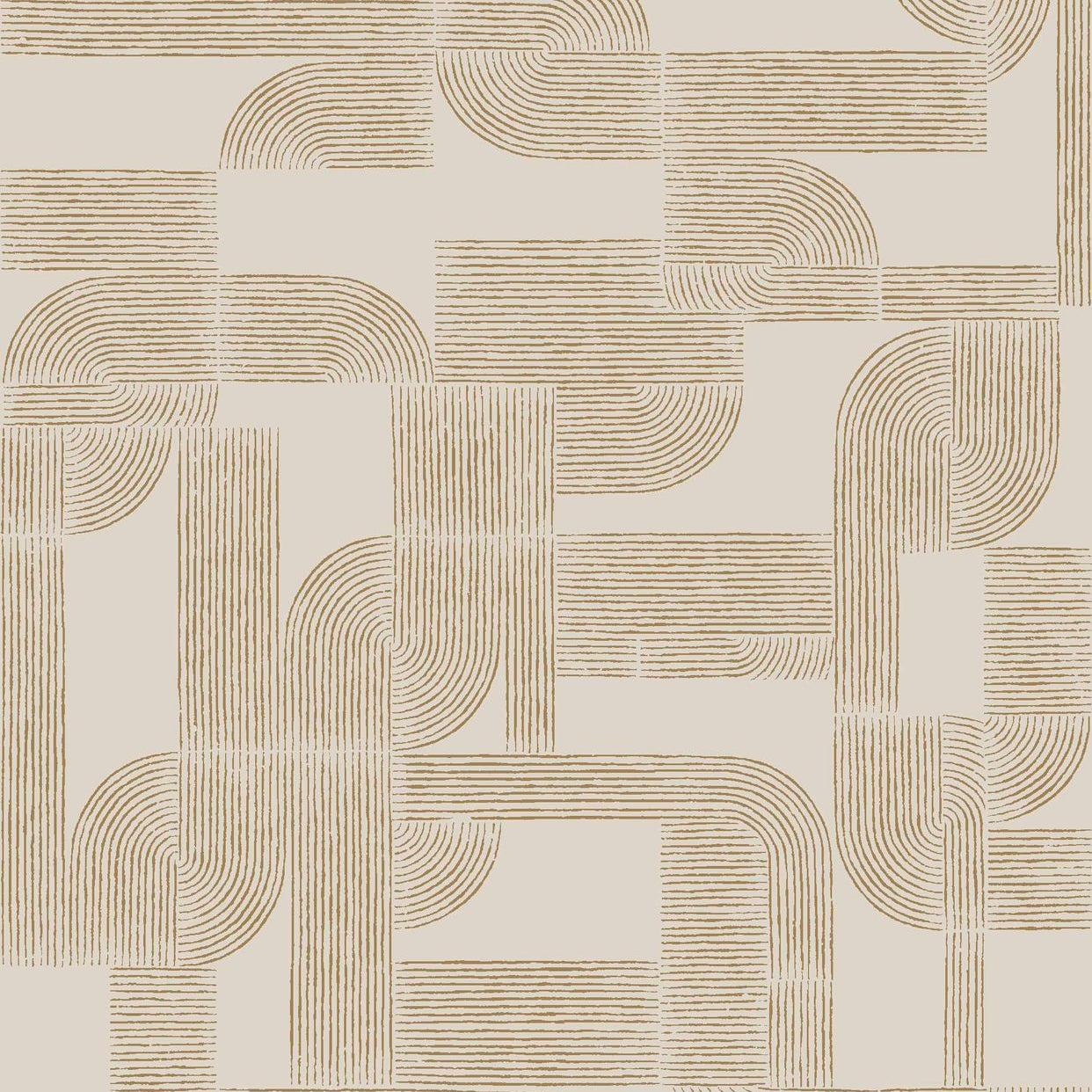 HECTOR - SABLE/DORE beige wallpaper with geometric pattern and gold