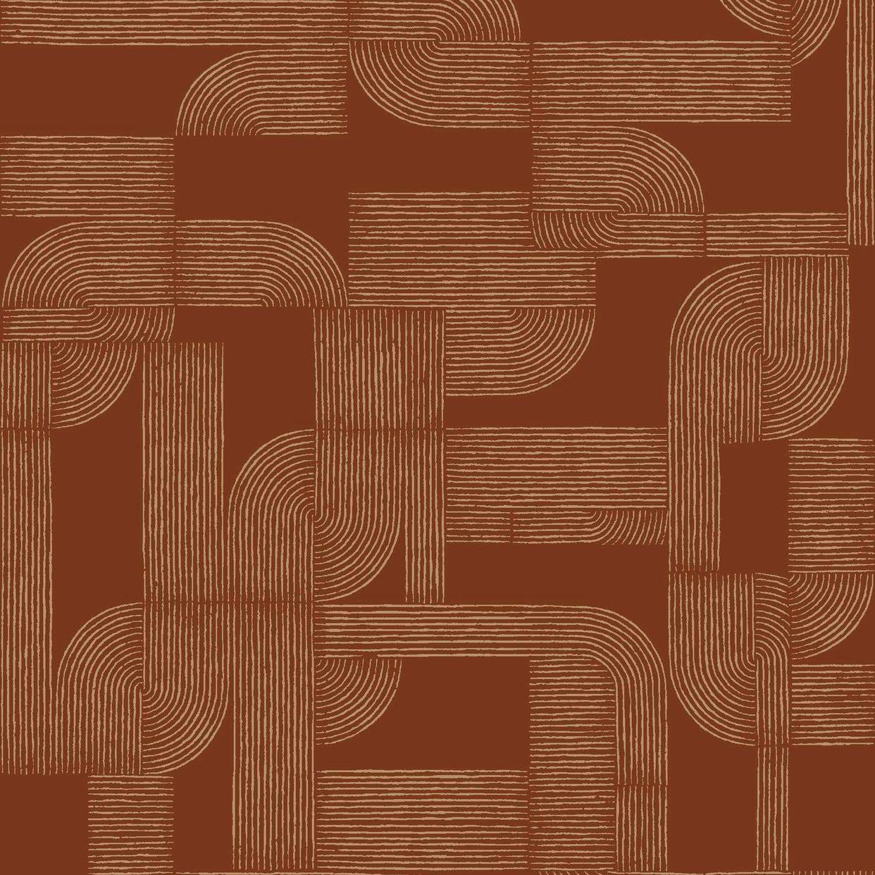 HECTOR geometric pattern wallpaper - TERRACOTTA/GOLD terracotta with gold