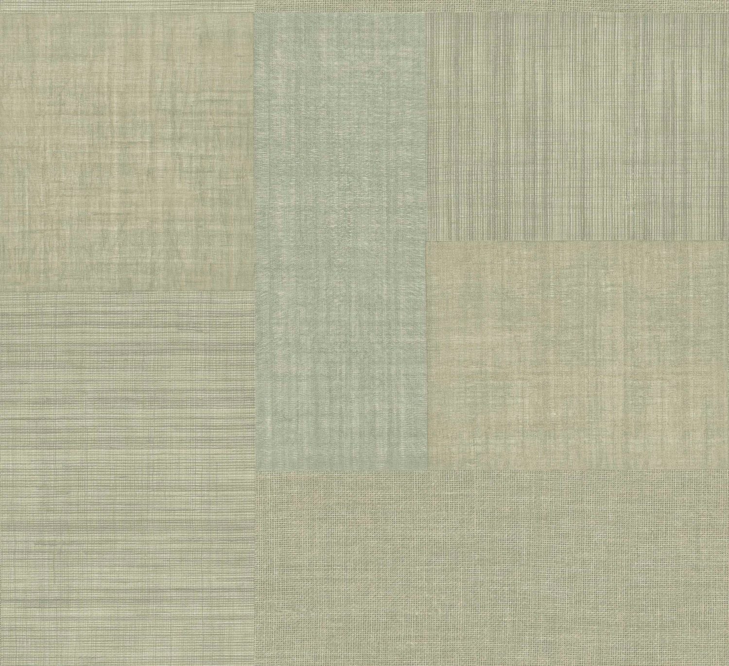 Tapeta štrukturálna geometrická patchwork napodobňujúca tkaninu MESTIZO - AMANDE DOUCE olivová