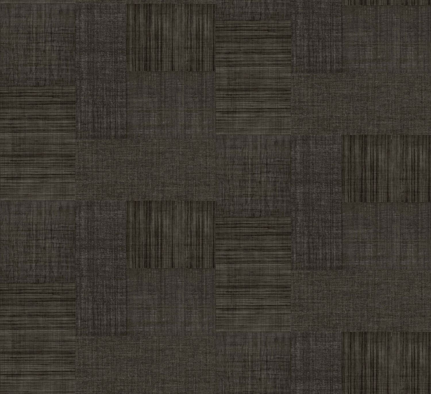 Tapeta štrukturálna geometrická patchwork napodobňujúca tkaninu MESTIZO - NOIR čierna