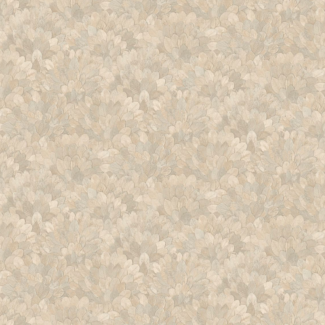 Structural wallpaper with a plant motif of guava leaves FEIJOA - GRÈGE gray-beige