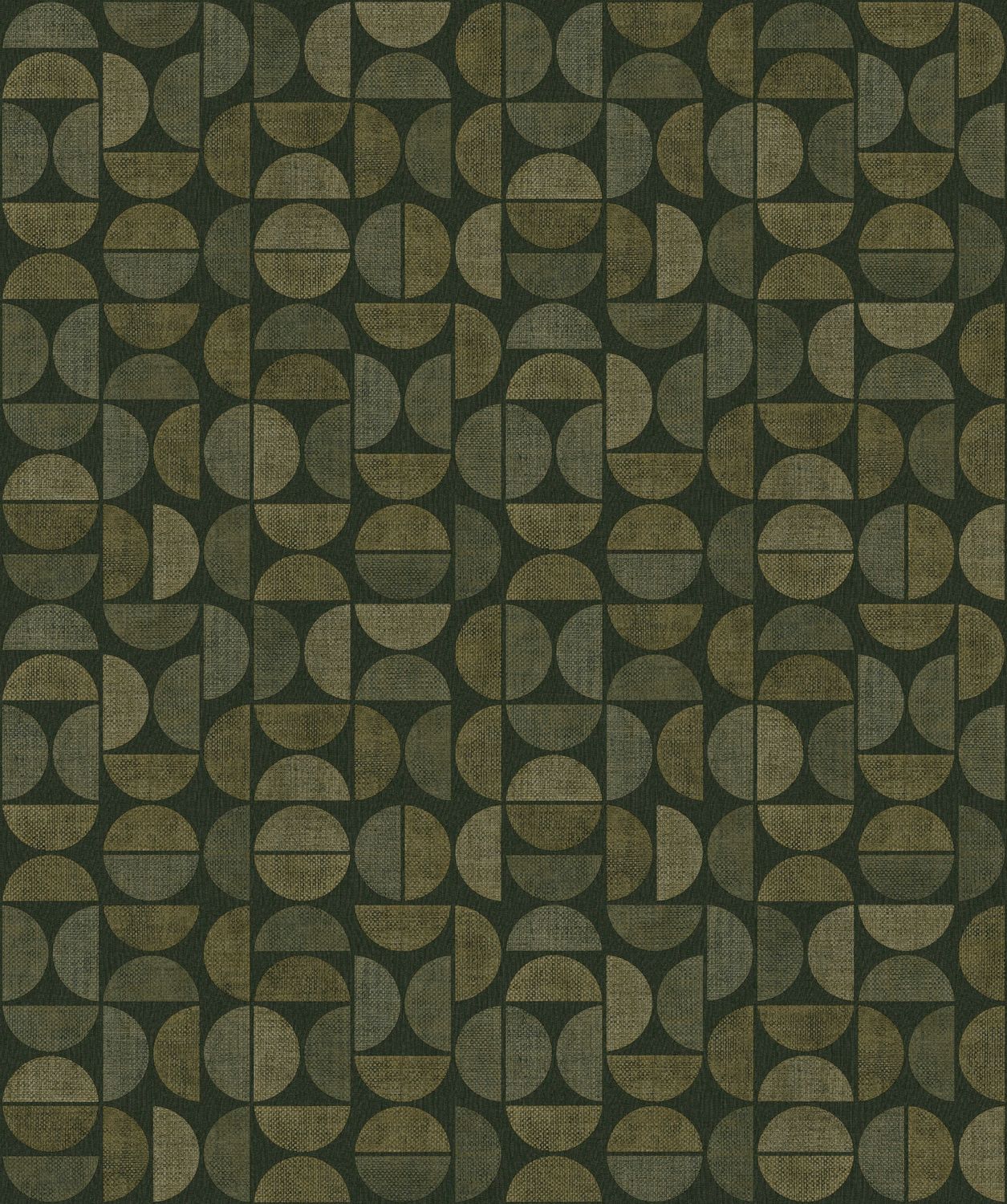Structural wallpaper imitating raffia with geometric pattern DUALIS - VERT FORÊT green