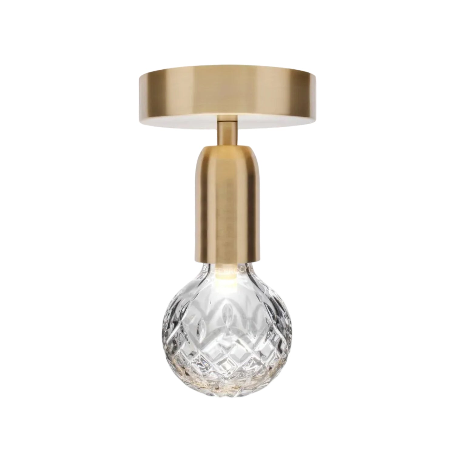 Lusterko CRYSTAL BULB so skleneným kryštálom a mosadzným povrchom.